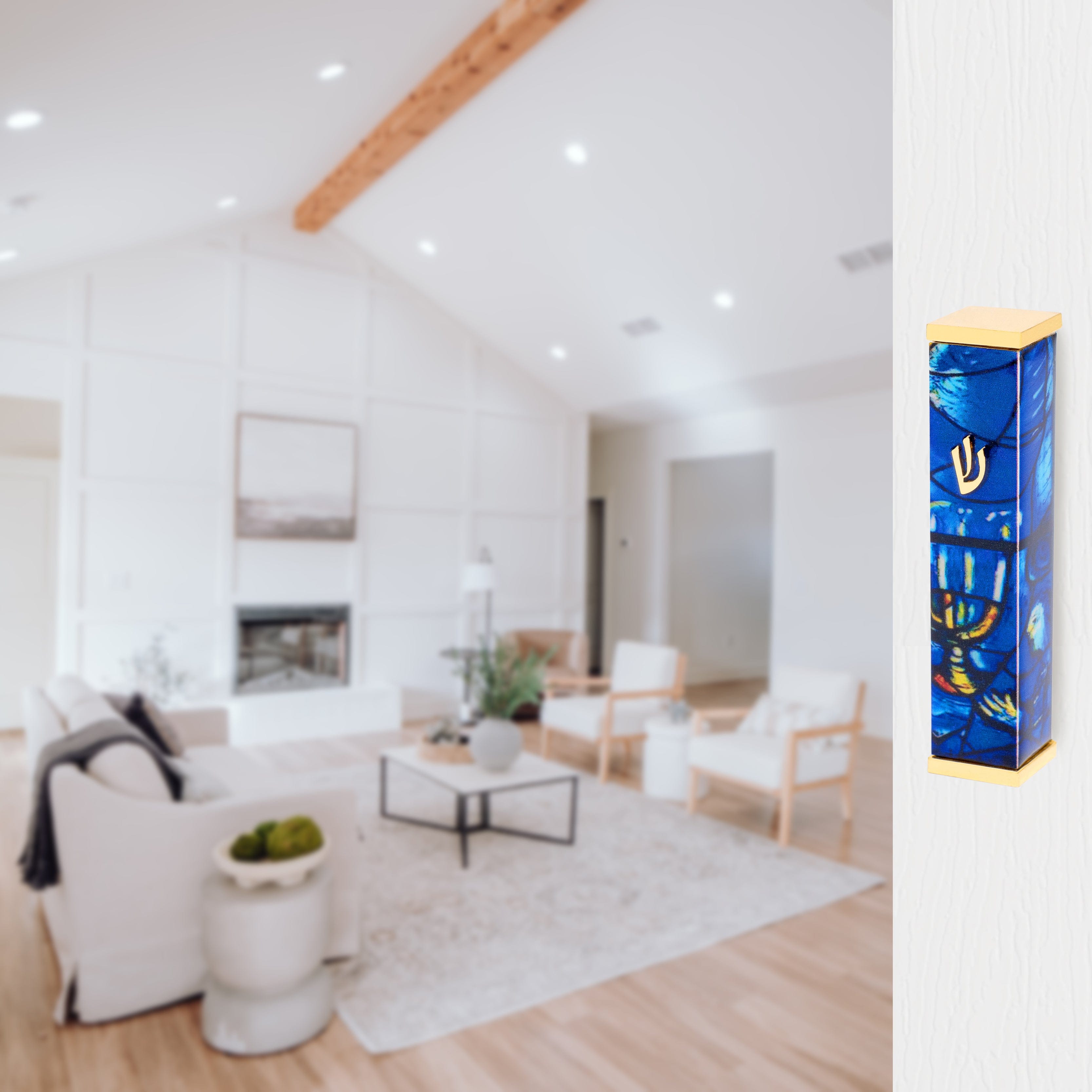 Blue and Gold Marc Chagall Mezuzah Case、mySite、topwebapps