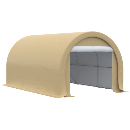 Outsunny 10' x 16' Carport, Heavy Duty Portable Garage Storage Tent with Large Zippered Door, Anti-UV PE Canopy Cover for Car, Truck, Boat, Motorcycle, Bike, Garden Tools, Outdoor Work, Beige、、eastwooduniform