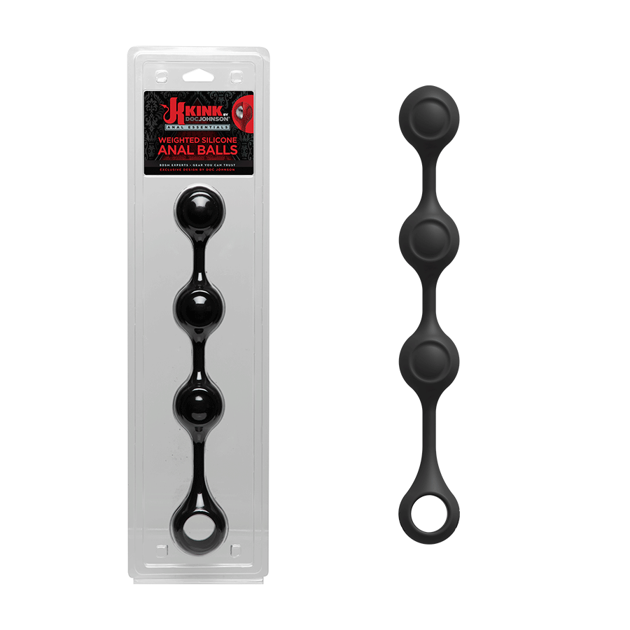 Kink Anal Essentials 13.5 Inch Weighted Black Silicone Beaded Anal Balls、mySite、bottomscart