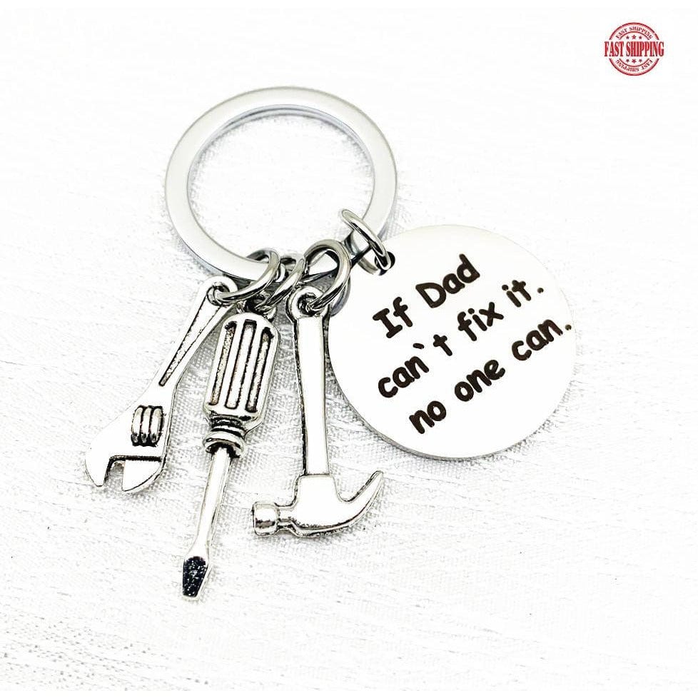 Keychains for Father's Gift-First Love and If Dad Can't Fix It Cute Gifts for Dads Stainless Steel、mySite、g9winljtr