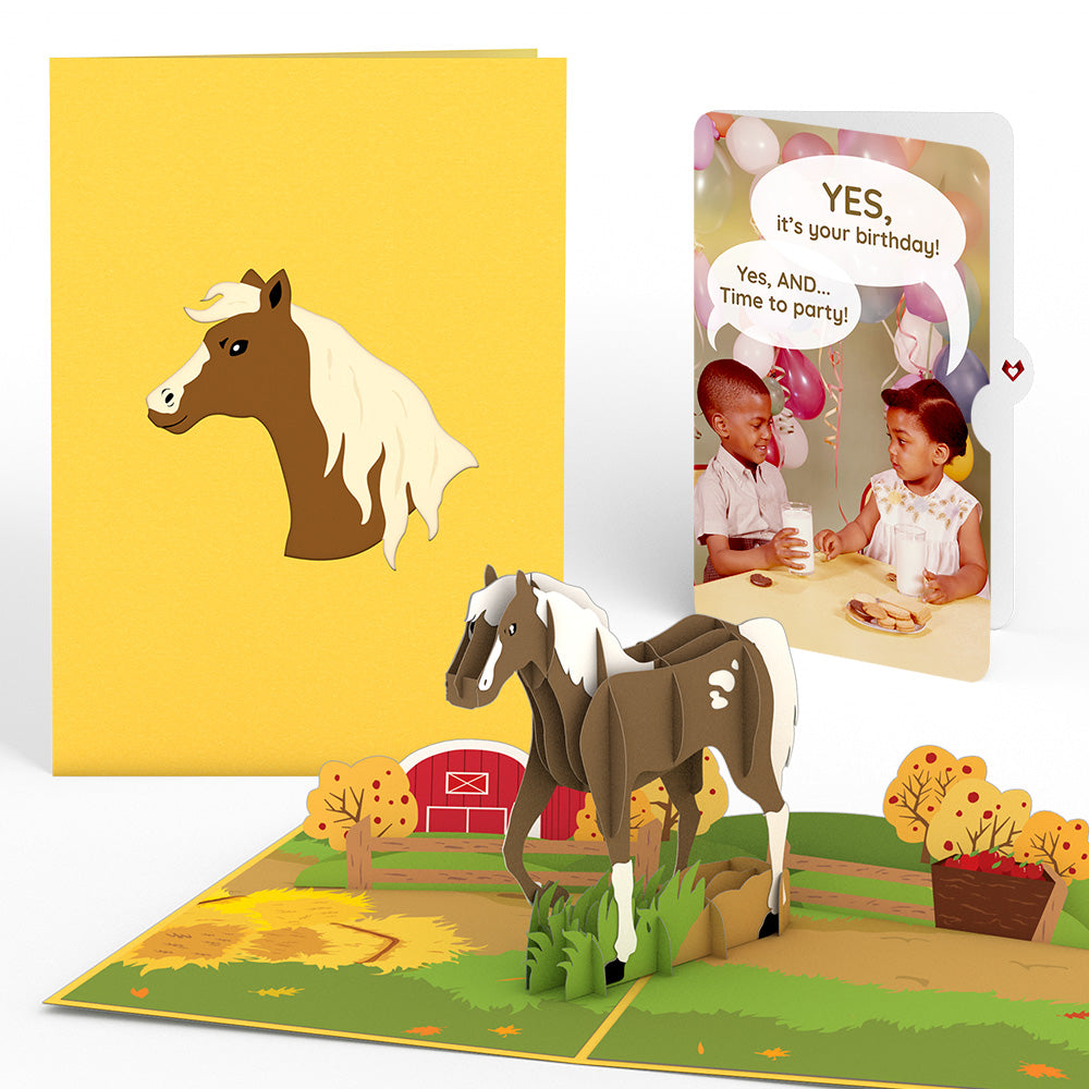 Horse Birthday Pop-Up Card and Time to Party Sentiment Set、mySite、solidvoid