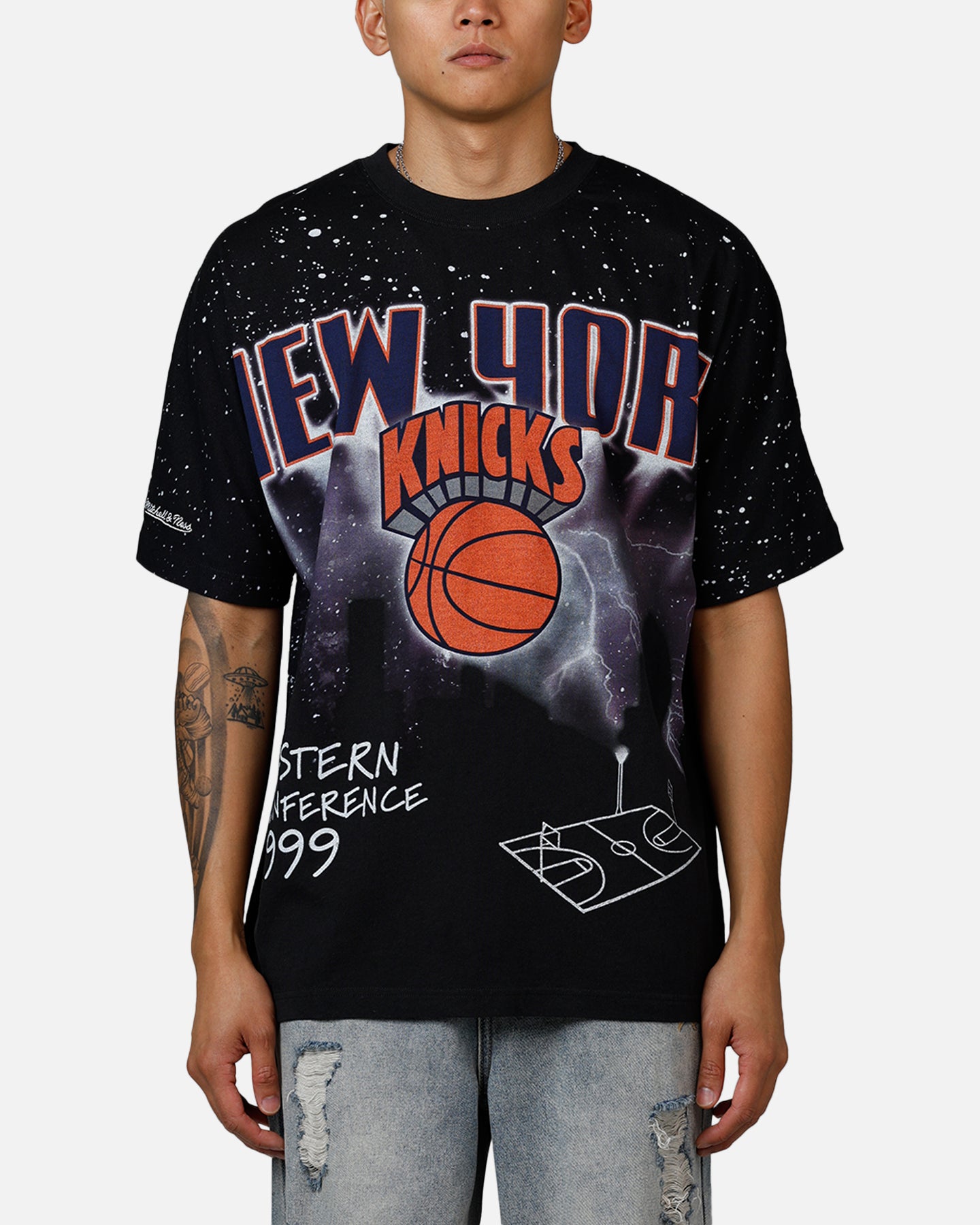 Mitchell & Ness New York Knicks Skyline T-Shirt Faded Black、mySite、zt4zffjzw