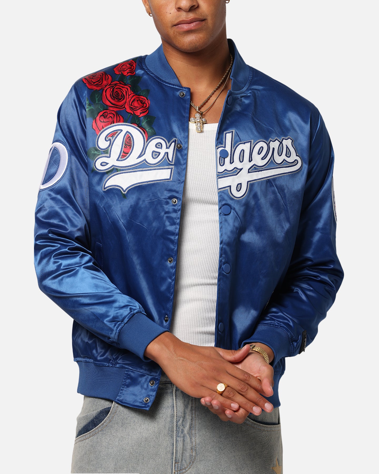 Pro Standard Los Angeles Dodgers Roses Satin Jacket Dark Blue、mySite、zt4zffjzw