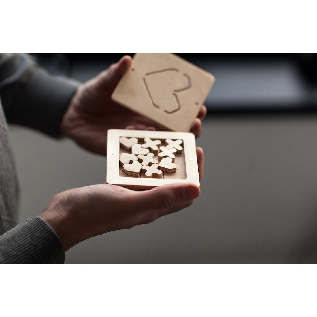 Wooden Board Game Tic Tac Toe - Love is...、mySite、g9winljtr