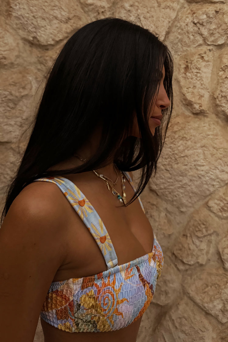 Blue Tropical Ruched Bikini Top、mySite、solidvoid