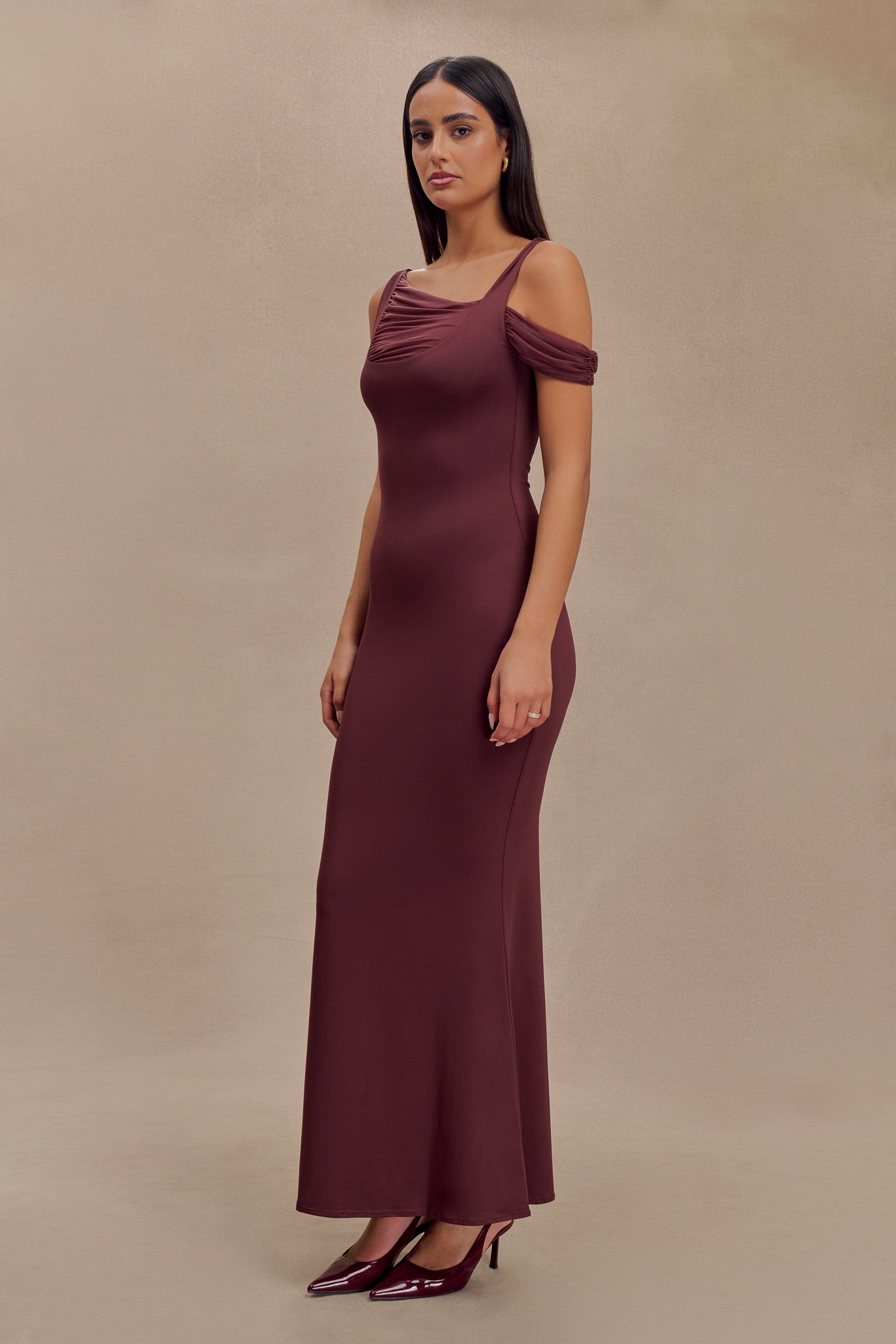 Janette Recycled Nylon And Mesh Sleeveless Maxi Dress - Mahogany、mySite、solidvoid