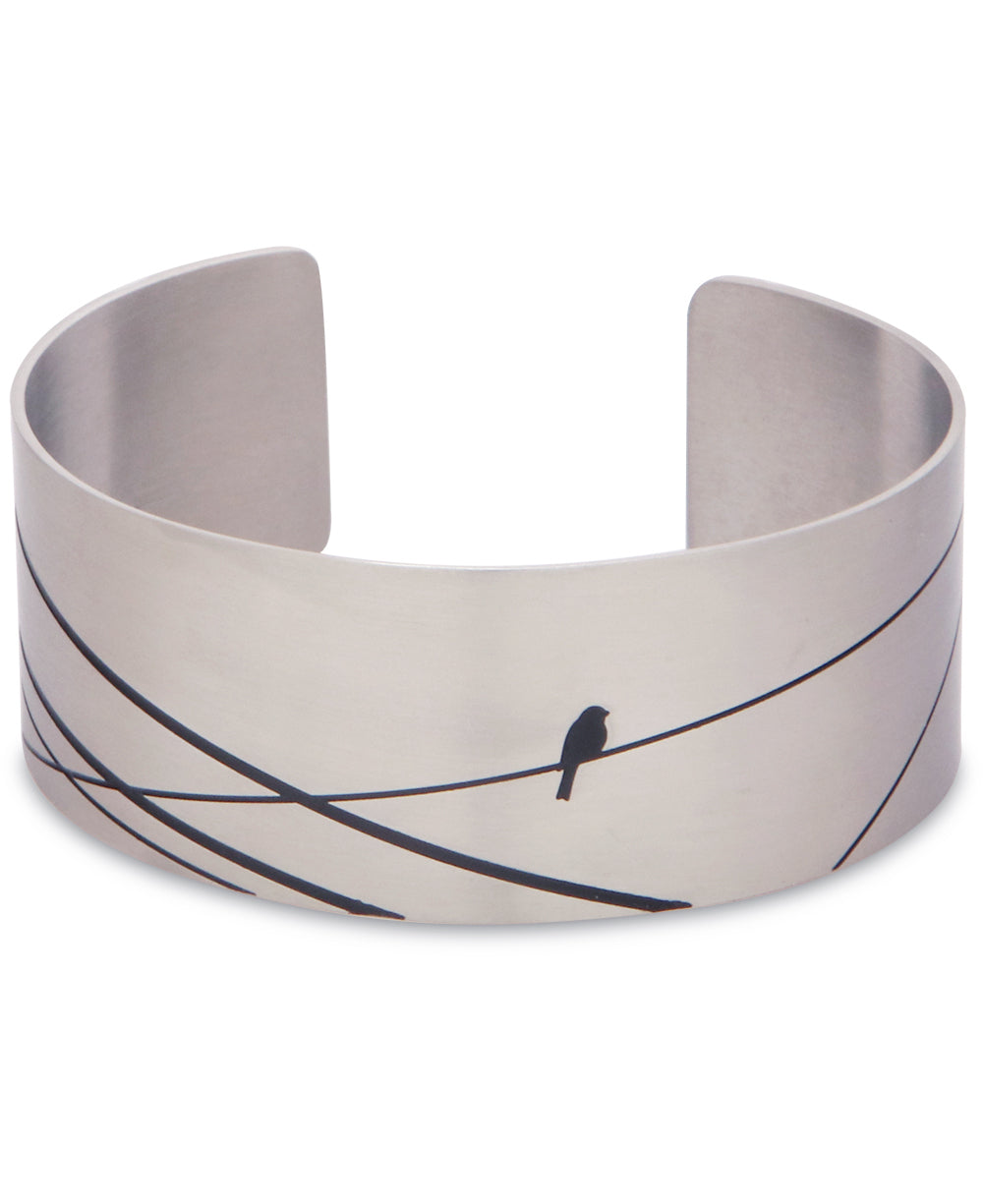 Hidden Mantra I Am Enough Bird Cuff Bracelet, Stainless Steel、mySite、topwebapps