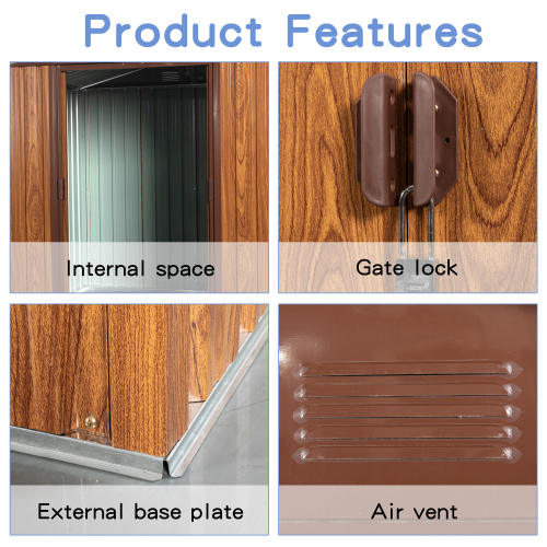 6 Ft. W X 6 Ft. D Metal Storage Shed Appealing horizontal siding in woodgrain with coffee trim to complement、、eastwooduniform