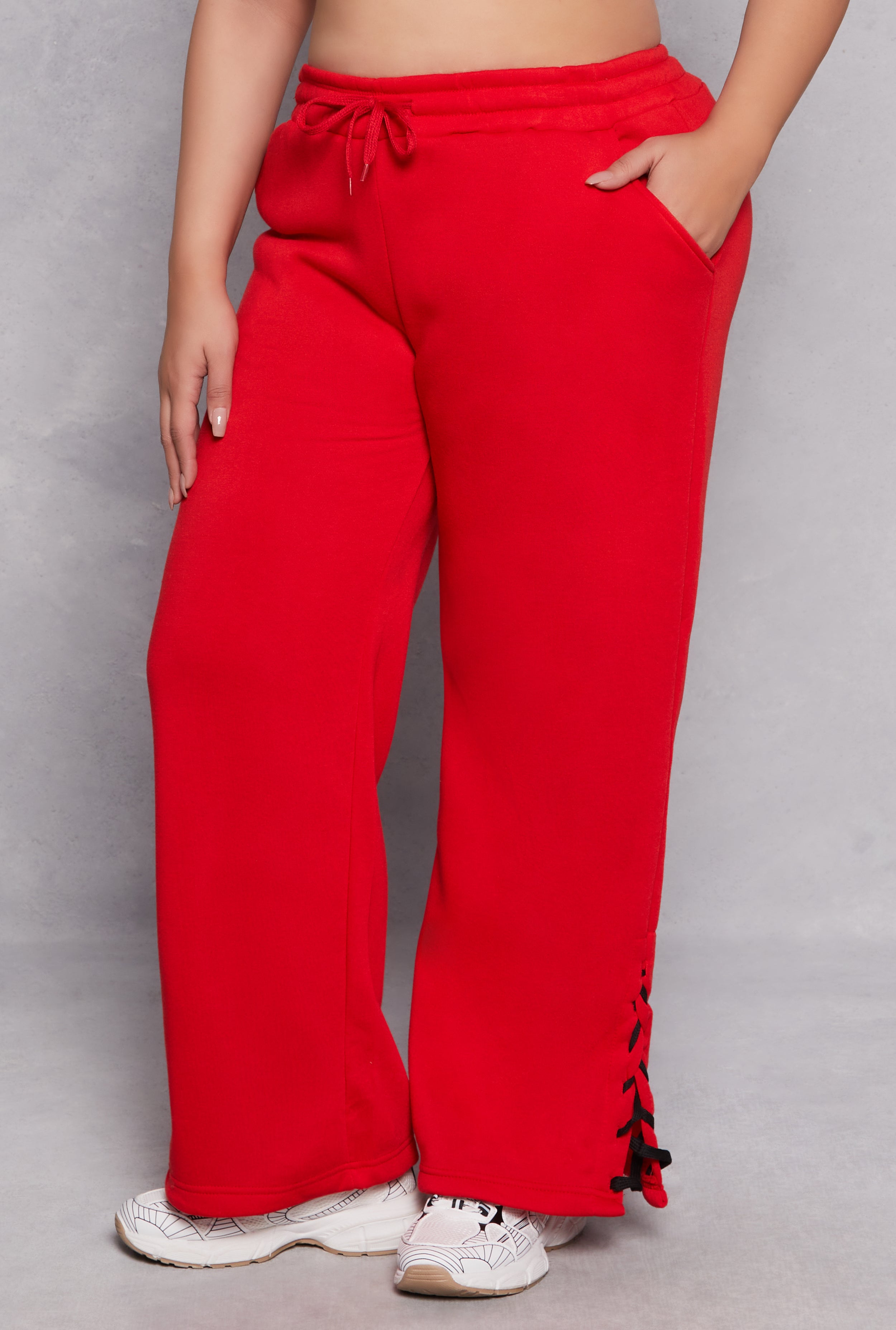 Plus Size Lace Up Drawstring Sweatpants、mySite、camillekostekn