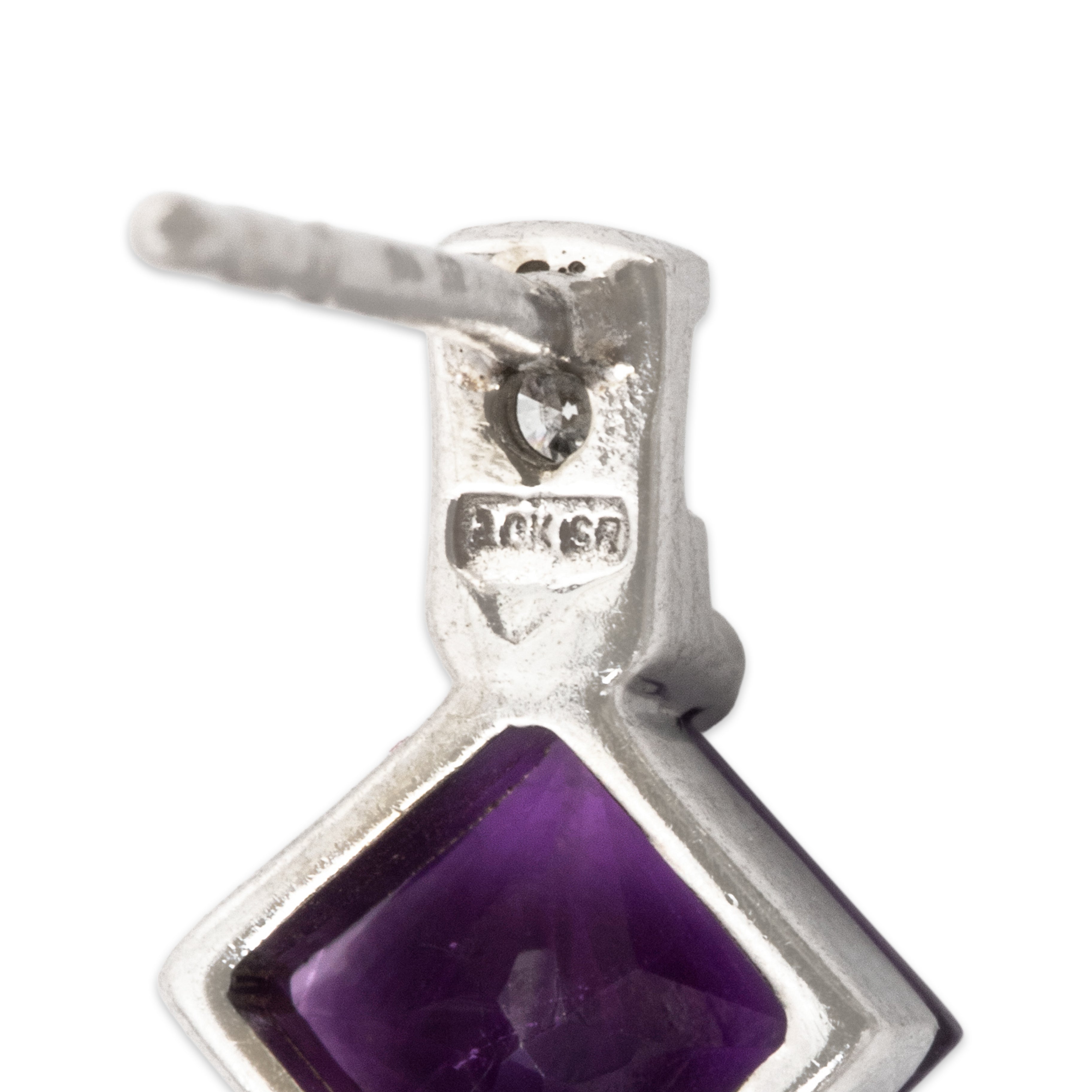 Vintage 10k White Gold 1.14cttw Amethyst Diamond Modernist Stud Earrings、mySite、hinf8tx79
