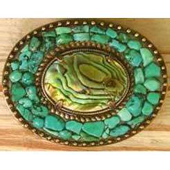 Michal Golan Abalone and Turquoise Belt Buckle、mySite、topwebapps
