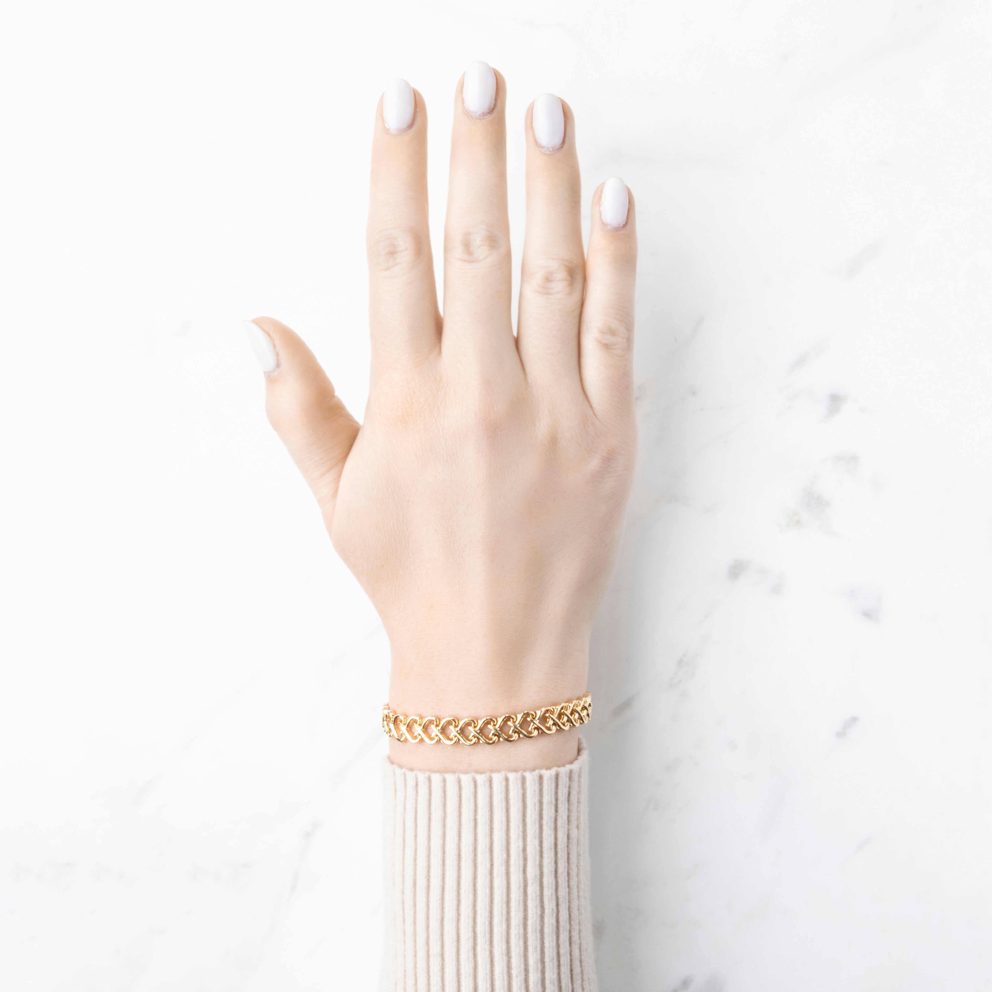 Vintage 14k Yellow Gold Lovely Heart Link Bracelet 7、mySite、hinf8tx79