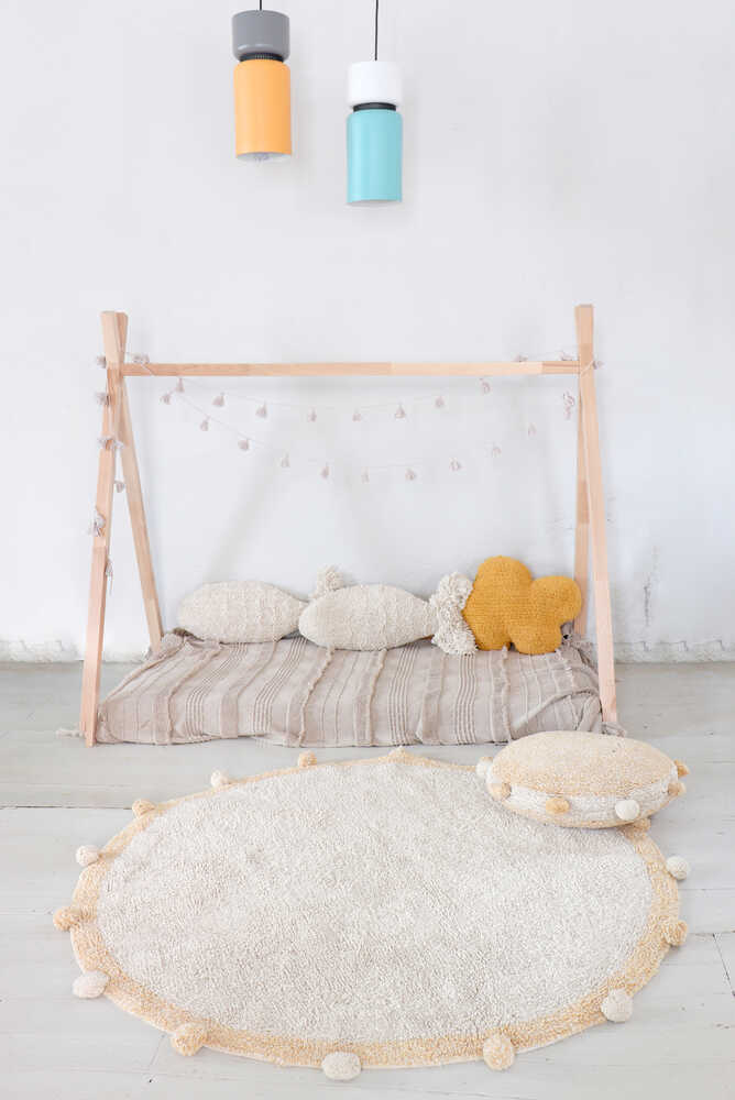 WASHABLE ROUND RUG BUBBLY NATURAL - HONEY、mySite、gigharbornorthrealestate