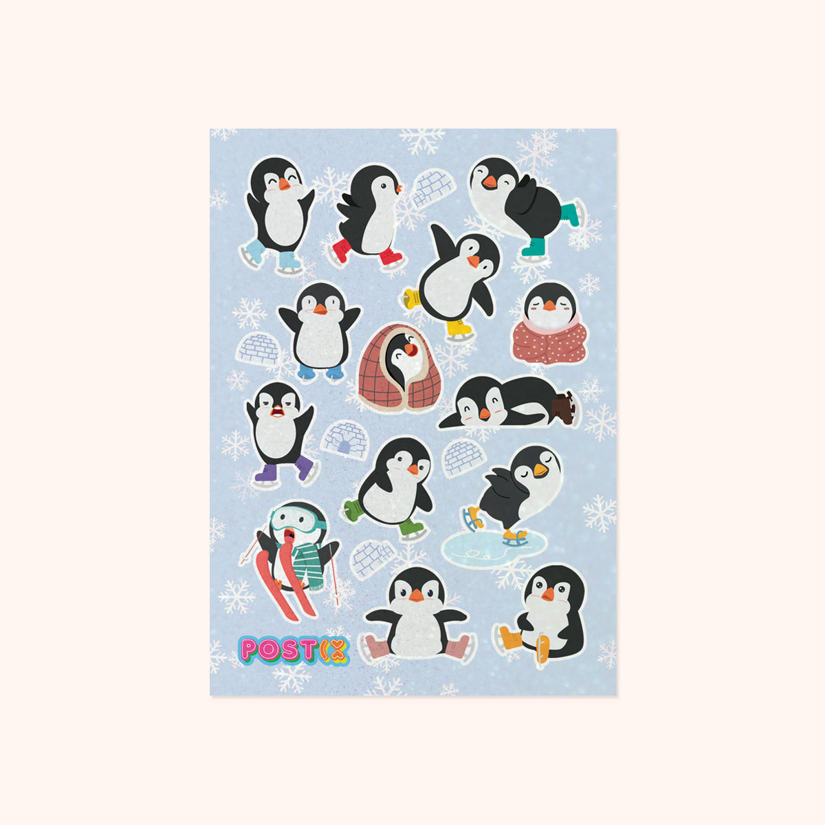  Skating Penguins Glitter Sticker Sheet、mySite、ghnorth