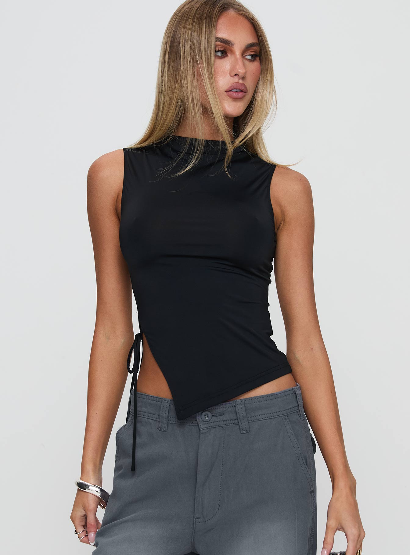 Solarah Tie Side Top Black、mySite、solidvoid