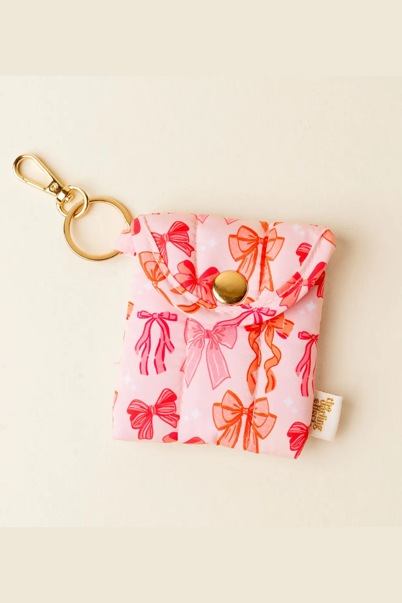 Puffy Earbud Case Keychain-Blushing Bows、mySite、hinf8tx79