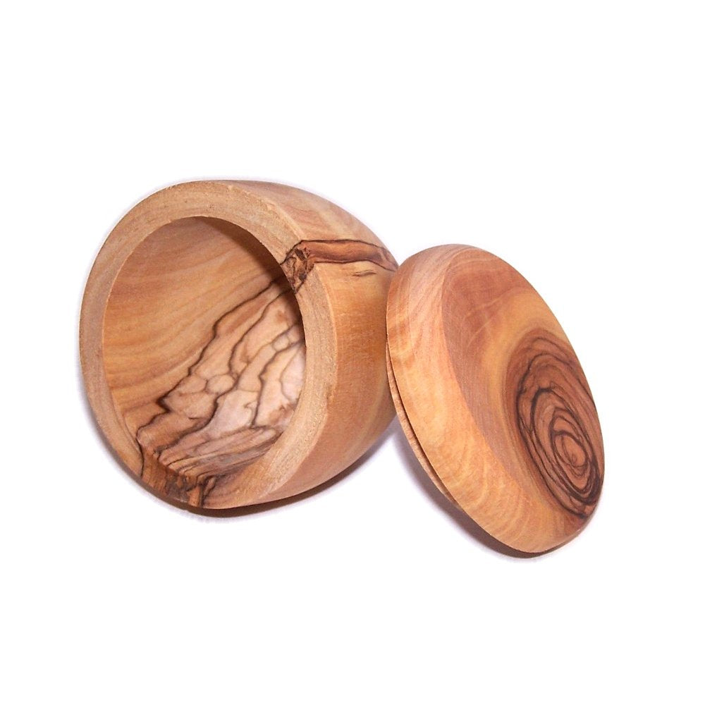 Handcrafted olive wood Salt/Sugar keeper (3 in diameter) - Asfour Outlet Trademark、mySite、topwebapps