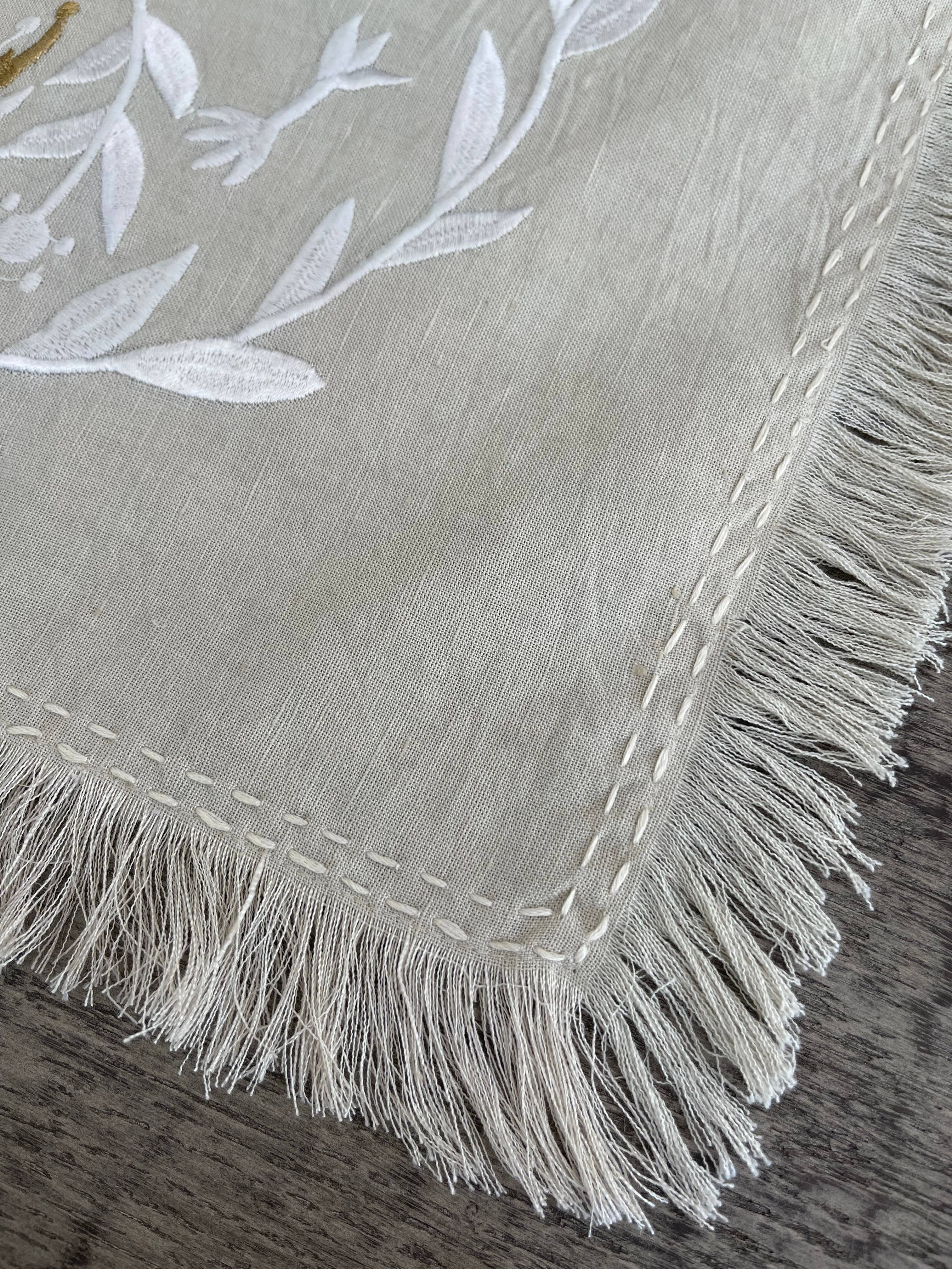 Handmade Linen Challah Cover - Beige and White、mySite、topwebapps