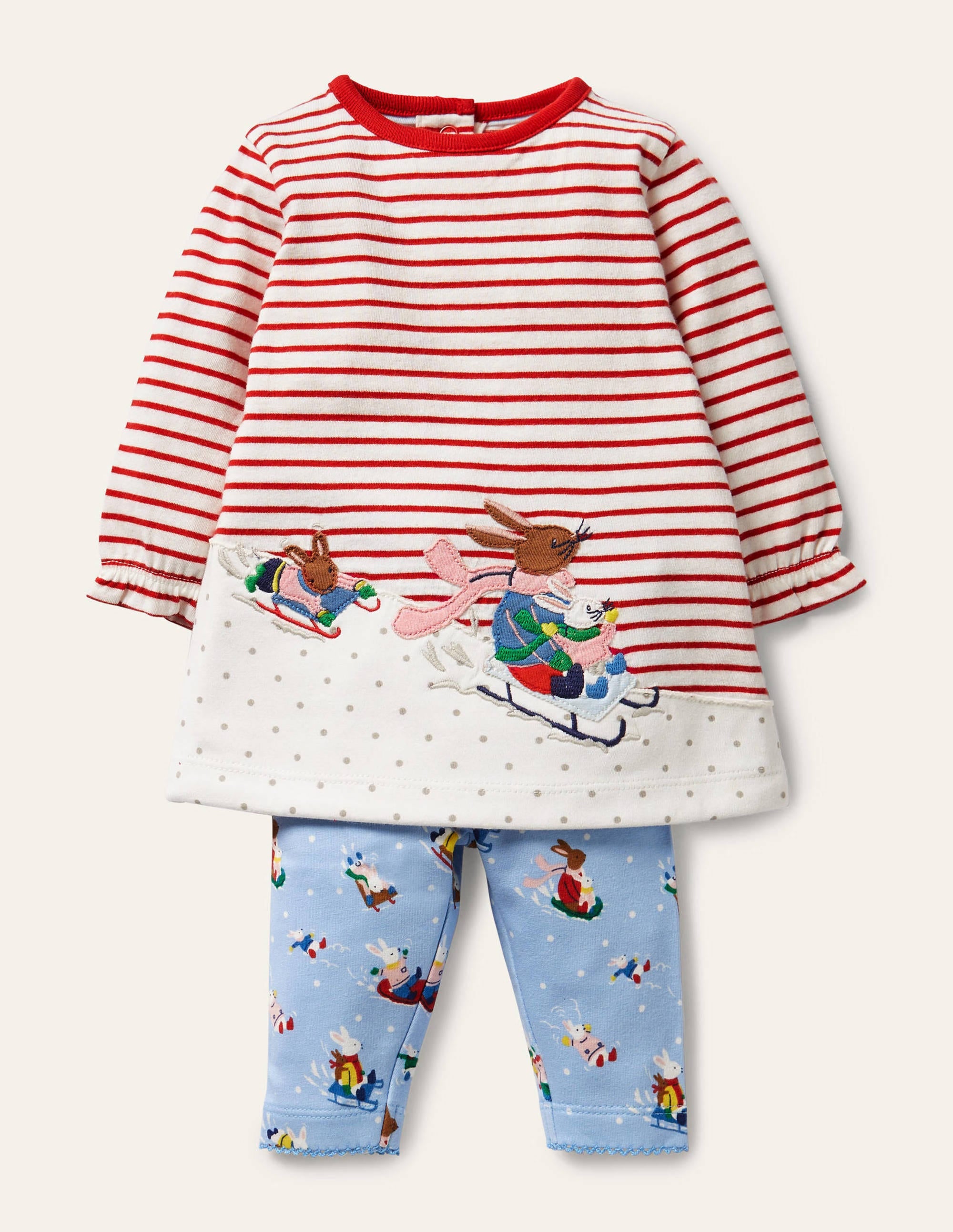  Big Appliqu茅 Dress Set-Sky Blue Snow Bunnies、mySite、ashleygrahame