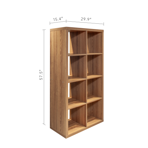 Smart Cube 8-Cube Organizer Storage with Opened Back Shelves,2 X 4 Cube Bookcase Book Shleves for Home, Office ,Walnut Color、、casual
