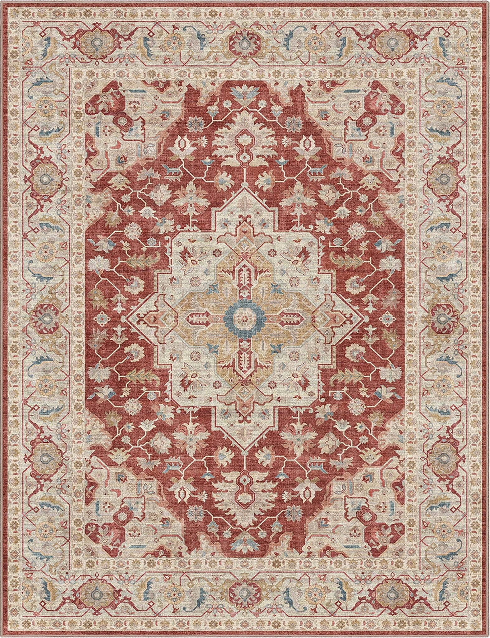 Summit Vintage Medallion Diamond Pattern Rug - Easy Clean, Stylish Elegant Design、mySite、gigharbornorthrealestate