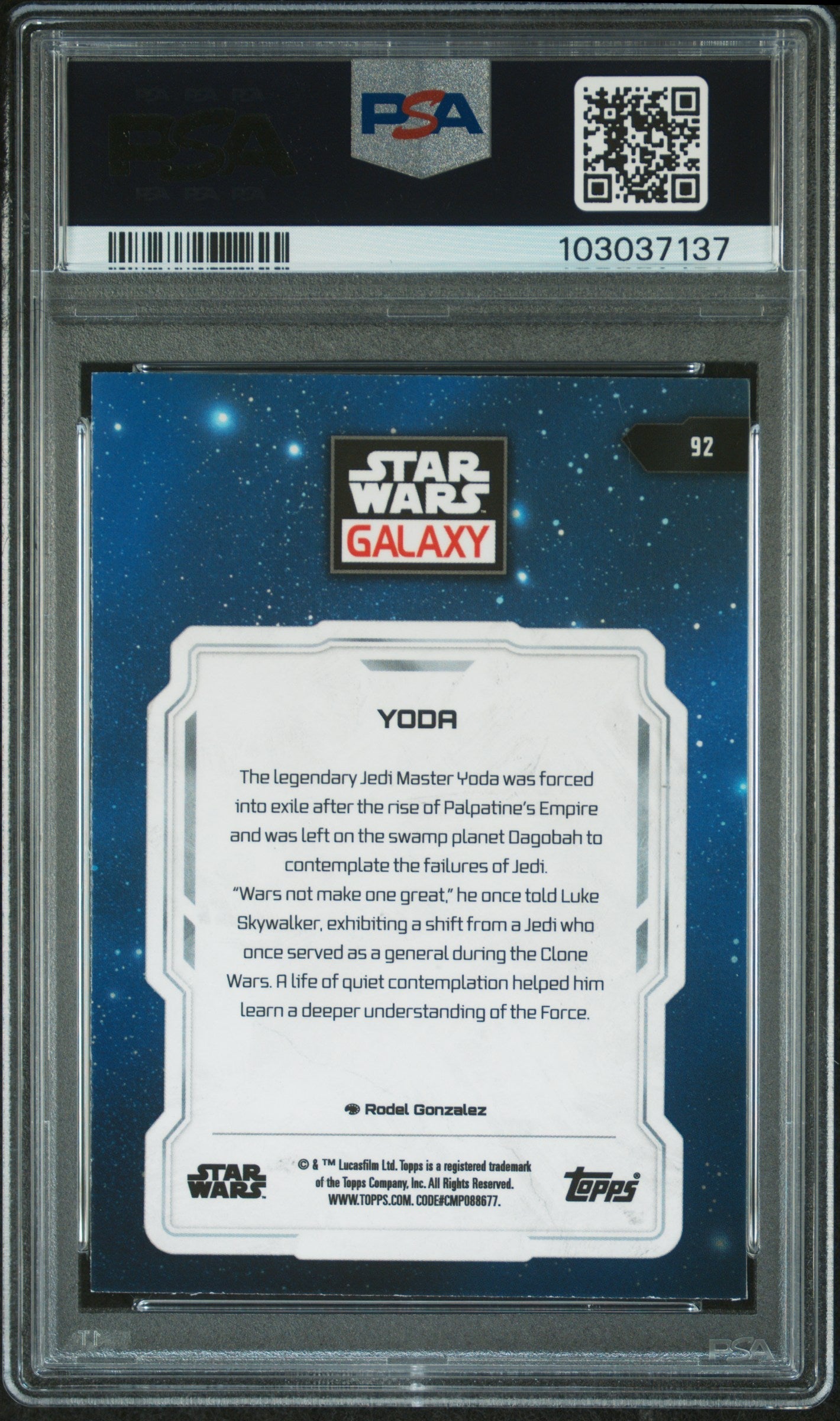 Yoda #92 Mini Diamond PSA 9 Topps Chrome Star Wars Galaxy 2024、mySite、waistdrama