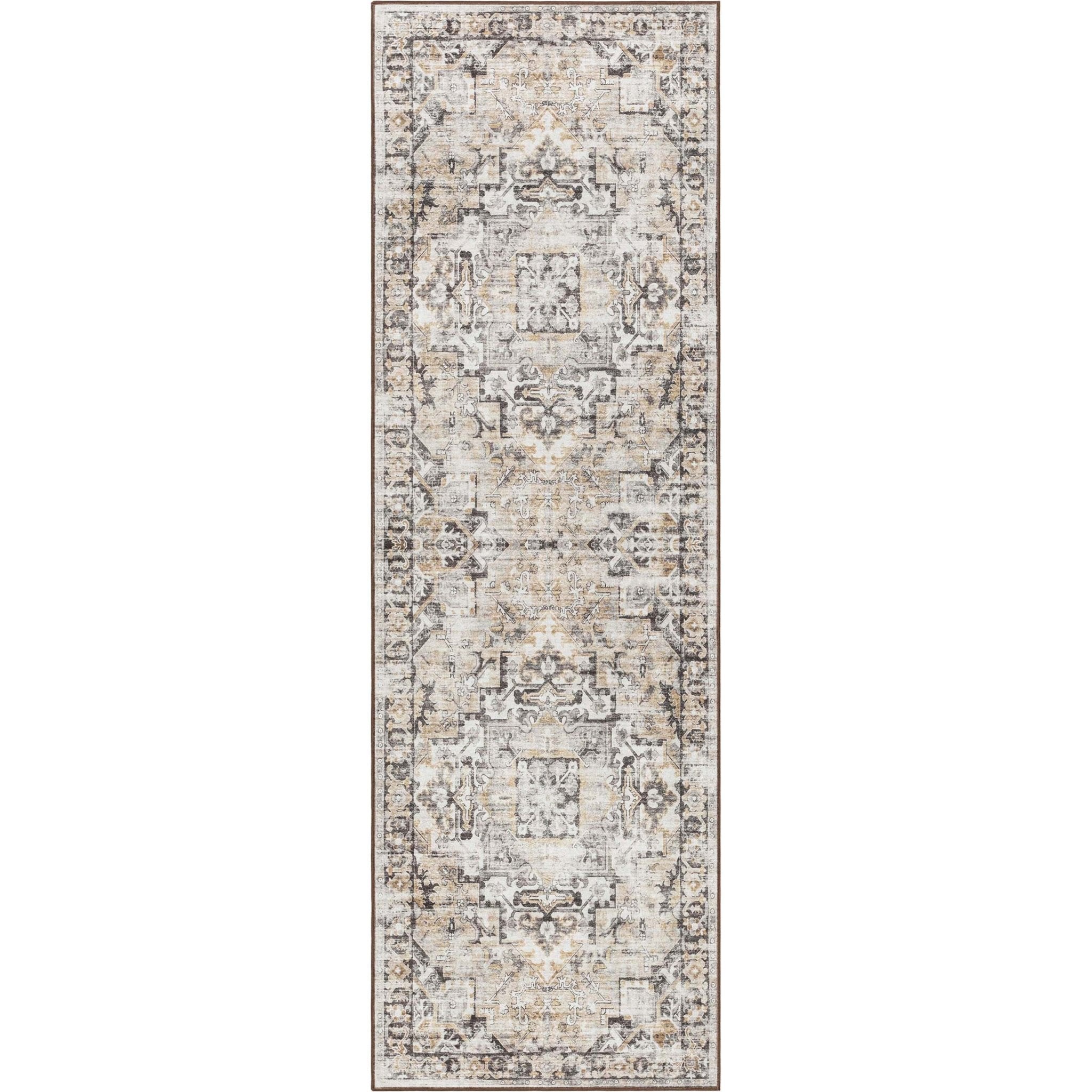 Elle Basics Rendezvous Vintage Medallion Easy-Clean Washable Non-Slip Rug by Well Woven、mySite、gigharbornorthrealestate