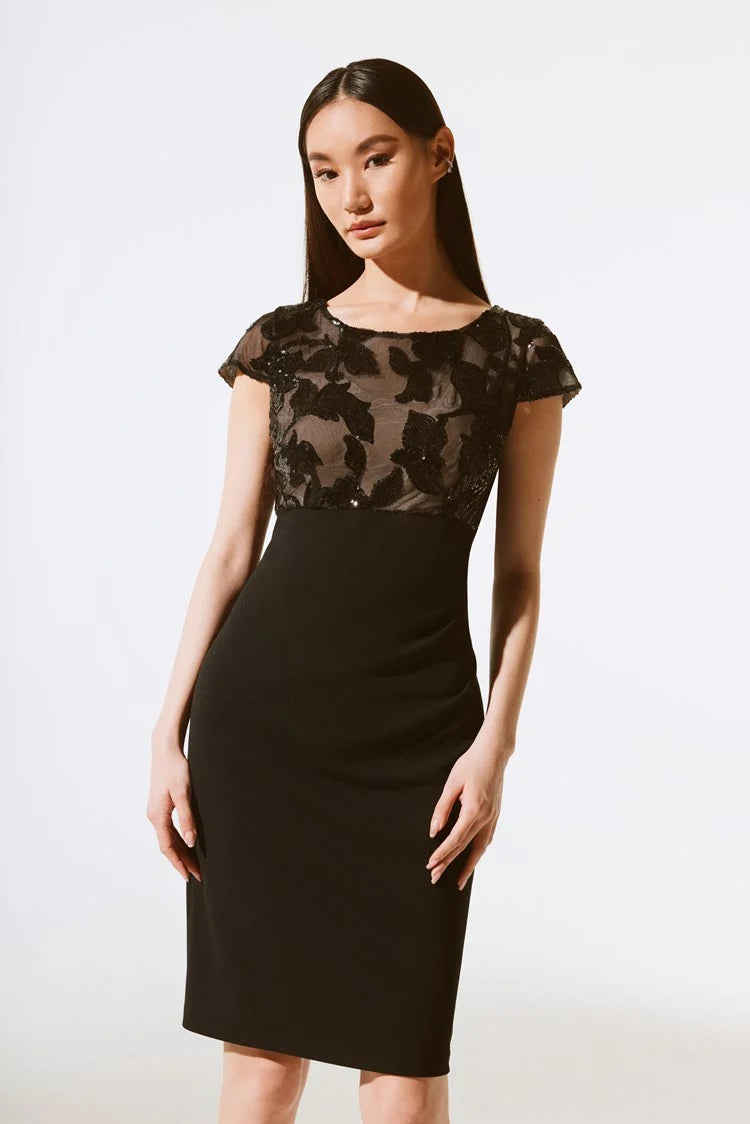 Joseph Ribkoff Scuba Crepe and Novelty Sheath Dress - Final Sale、mySite、noshort