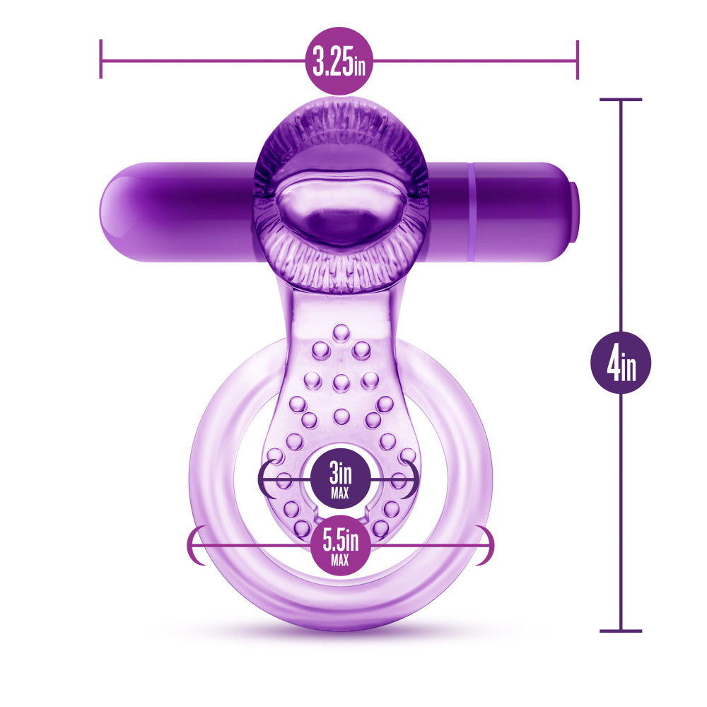 Play With Me By Blush® | Lick It: Purple Vibrating Double Strap Penis Ring、mySite、bottomscart