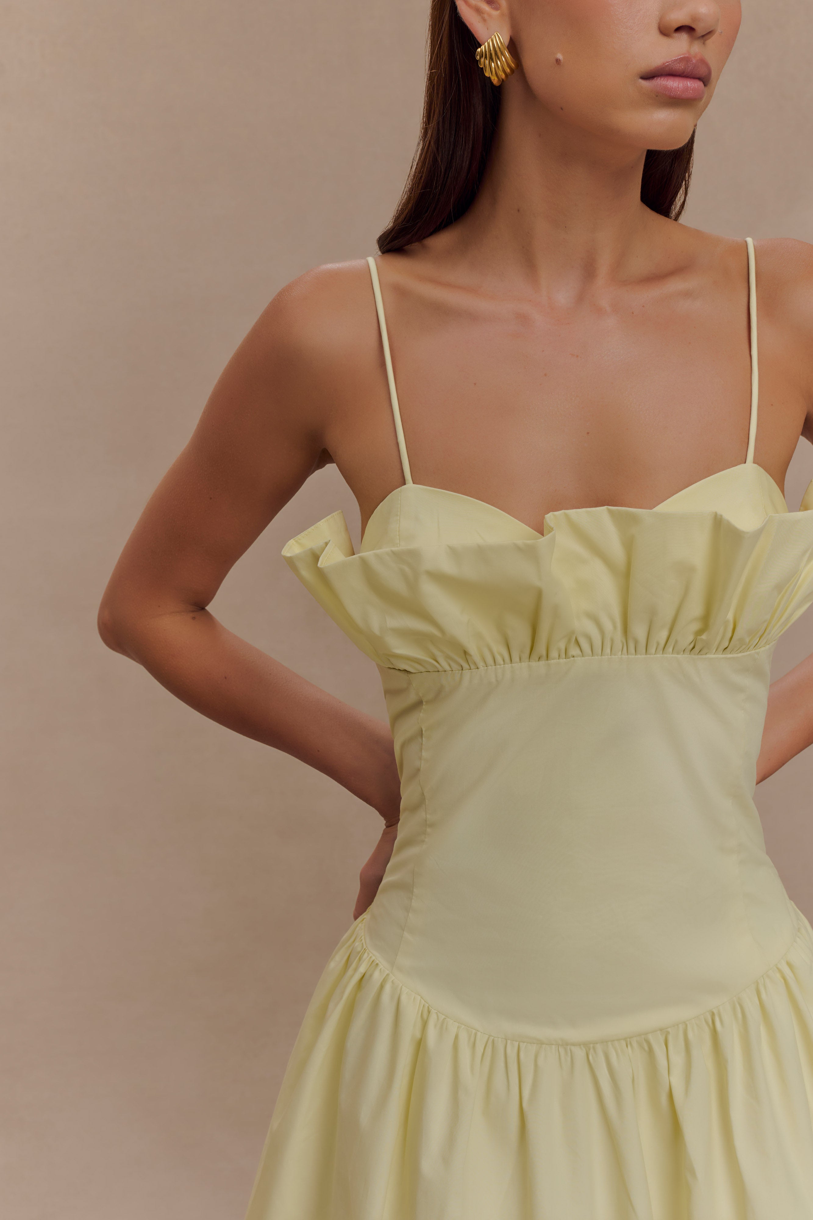 Janis Cotton Frill Maxi Dress - Lemon、mySite、solidvoid