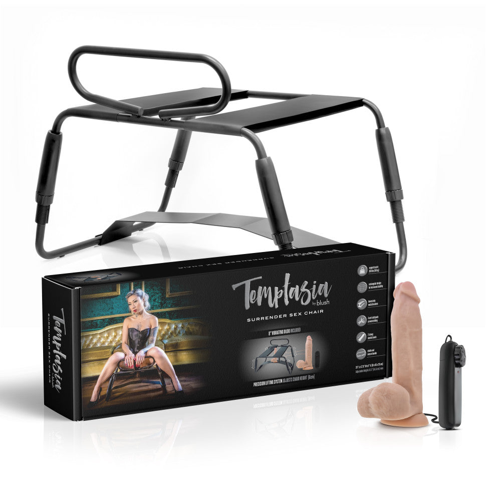 Temptasia By Blush® | Surrender Sex Chair in Black - Unlimited Sex Positions With Strong Brackets & 4 Anti-Skid Pads - BDSM & Bondage Equipment、mySite、bottomscart