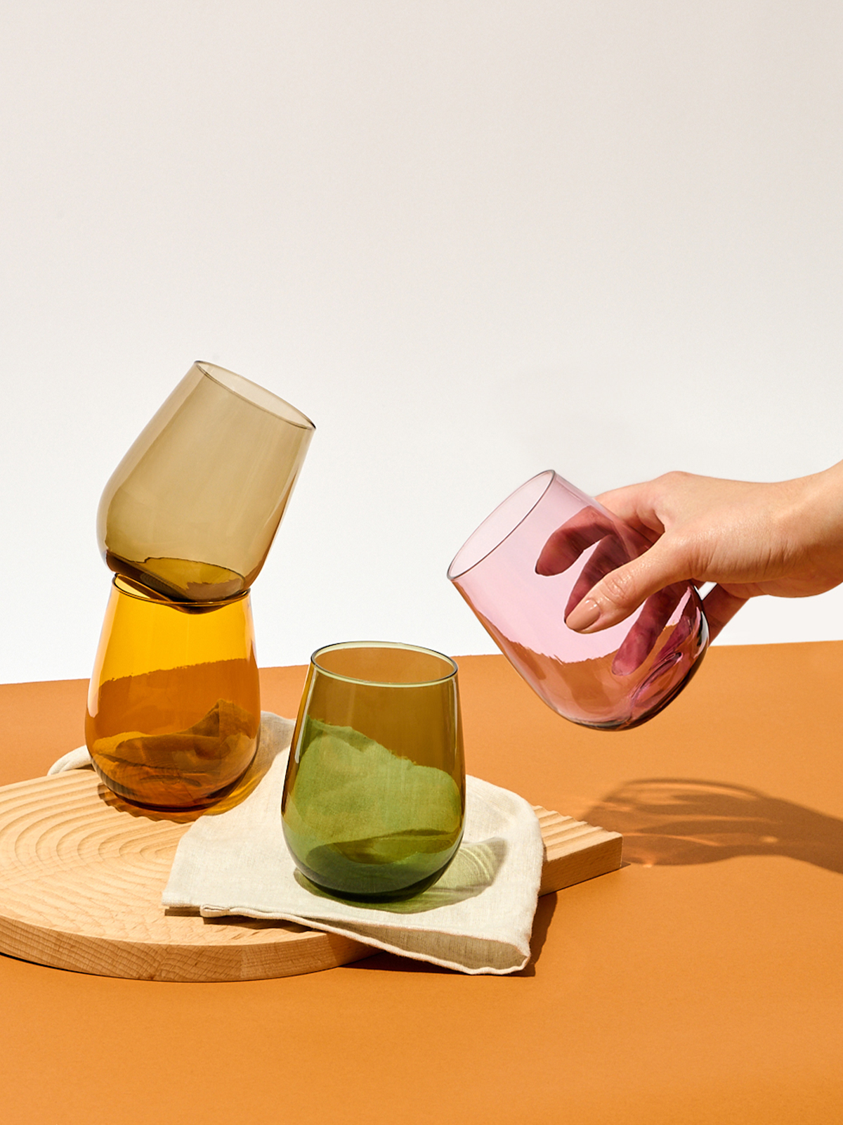 RESERVE 16oz Stemless Wine Color Series Tritan Copolyester Glass Blush、mySite、camillekostekn