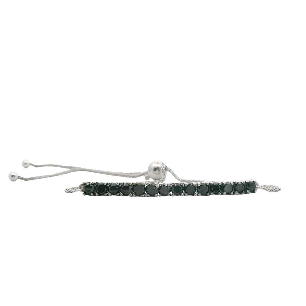Estate Sterling Silver 1.40ctw Irradiated Black Diamond Bolo Bracelet、mySite、botmansion