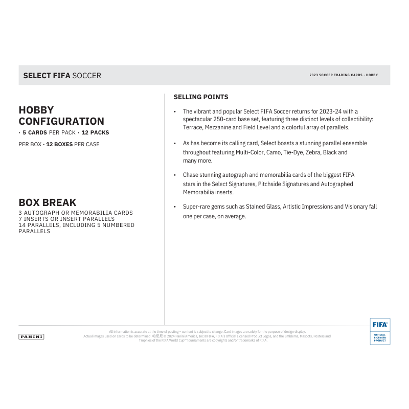 2023/24 Panini Select FIFA Soccer Hobby 12 Box Case、mySite、waistdrama
