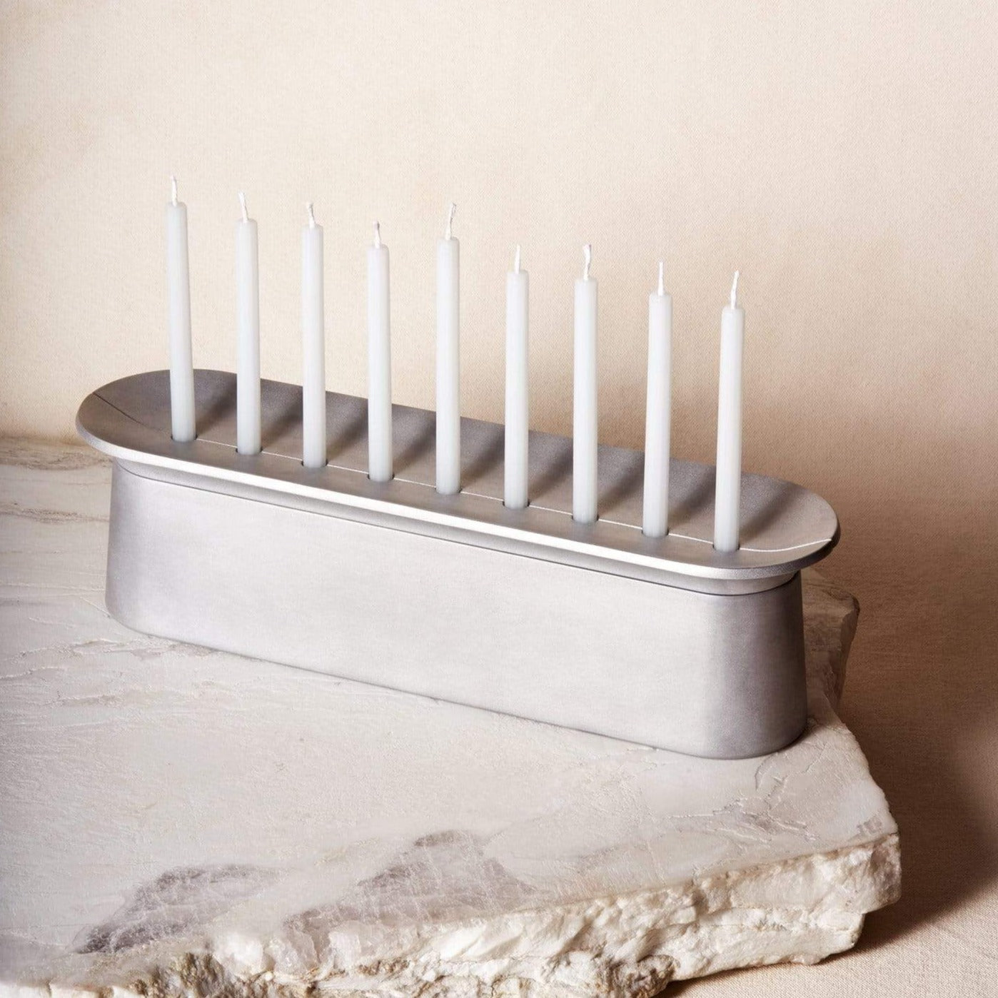 Block Menorah by Via Maris - Brushed Aluminum、mySite、topwebapps