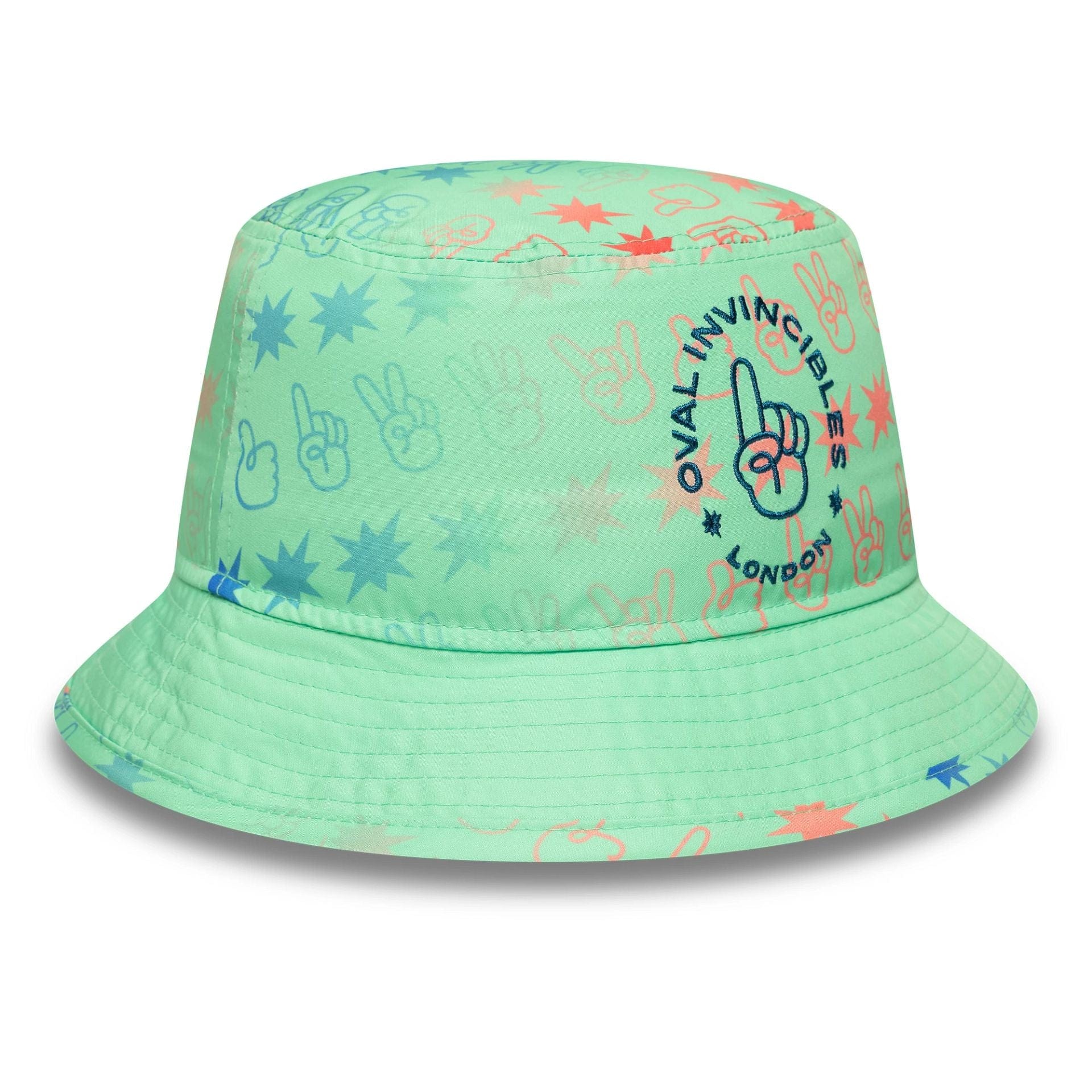 Oval Invincibles The Hundred 2025 All Over Print Green Tapered Bucket Hat、mySite、vikingsvslions