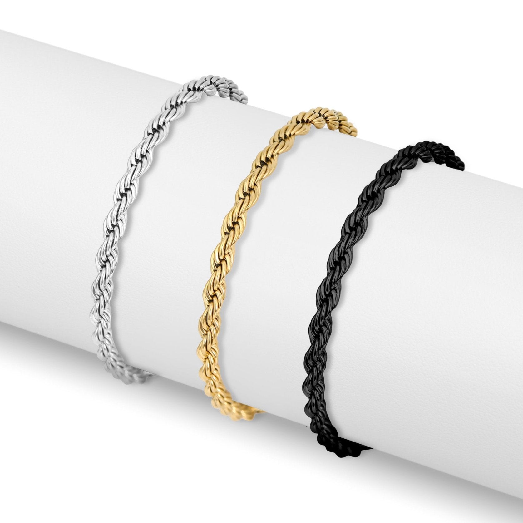 18K Gold PVD Stainless Steel Rope Chain Bracelet/Anklet / BRJ1000、mySite、dreamappss