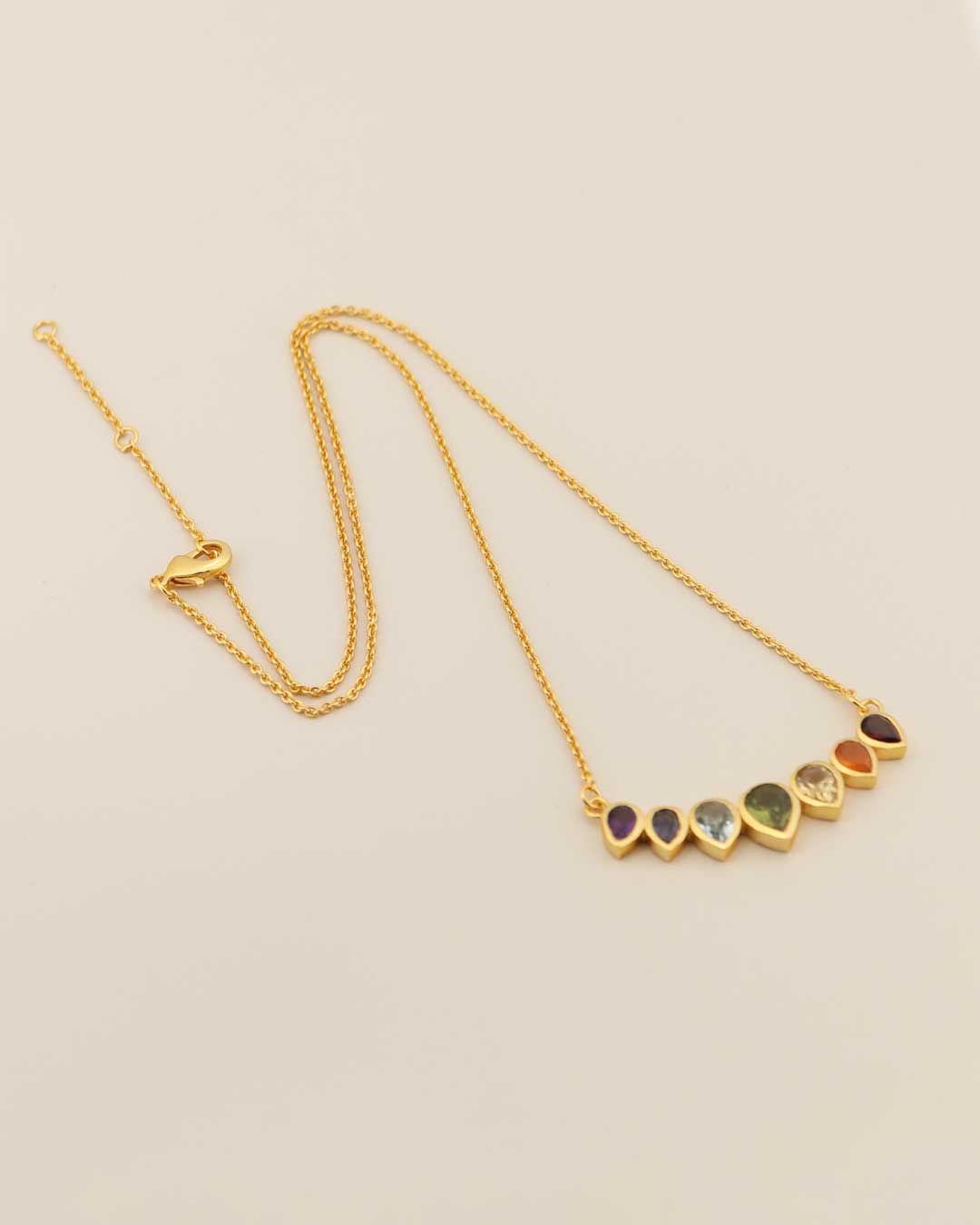 Gold-Plated Chakra Necklace – Teardrop Gemstones Jewelry for Balance & Energy、mySite、topwebapps