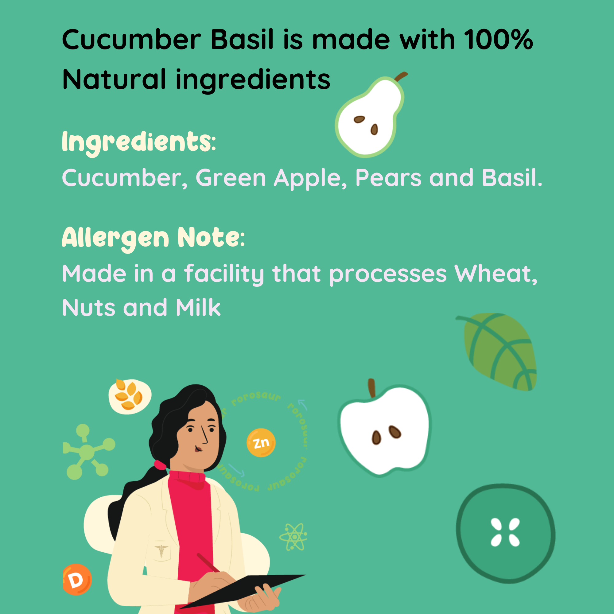 Baby Food | Kids Healthy Snacks | Fruit and Vegetable Puree | Cucumber Basil | 100 g、mySite、camillekostekn