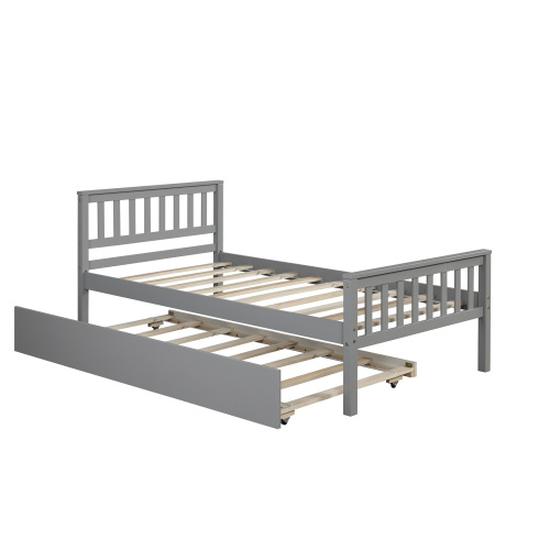 Twin Bed with Trundle, Platform Bed Frame with Headboard and Footboard, for Bedroom Small Living Space,No Box Spring Needed,White(New SKU:W504P148532)、、casual