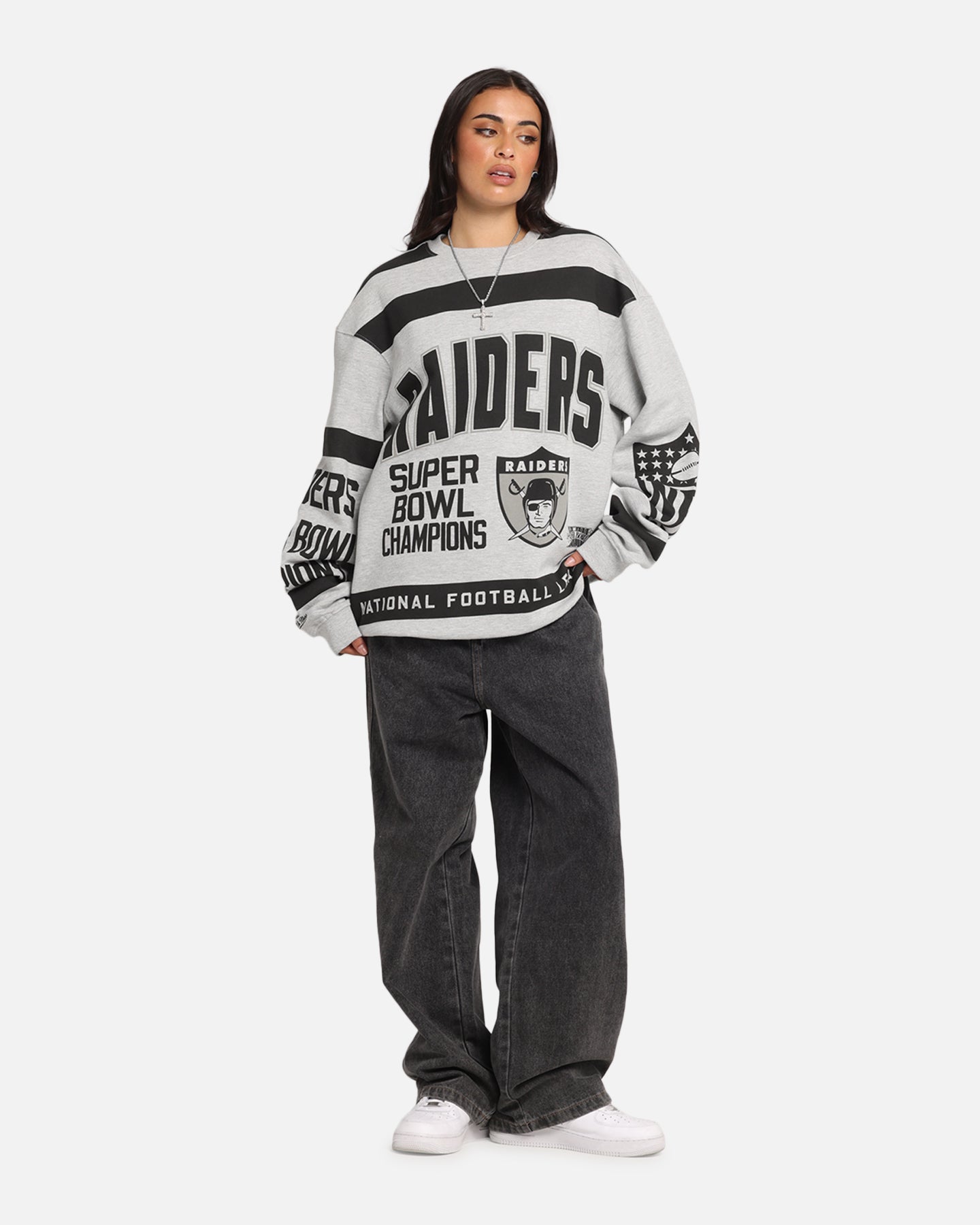 Mitchell & Ness Las Vegas Raiders Letterform Crewneck Grey Marle/Official Team Color、mySite、zt4zffjzw