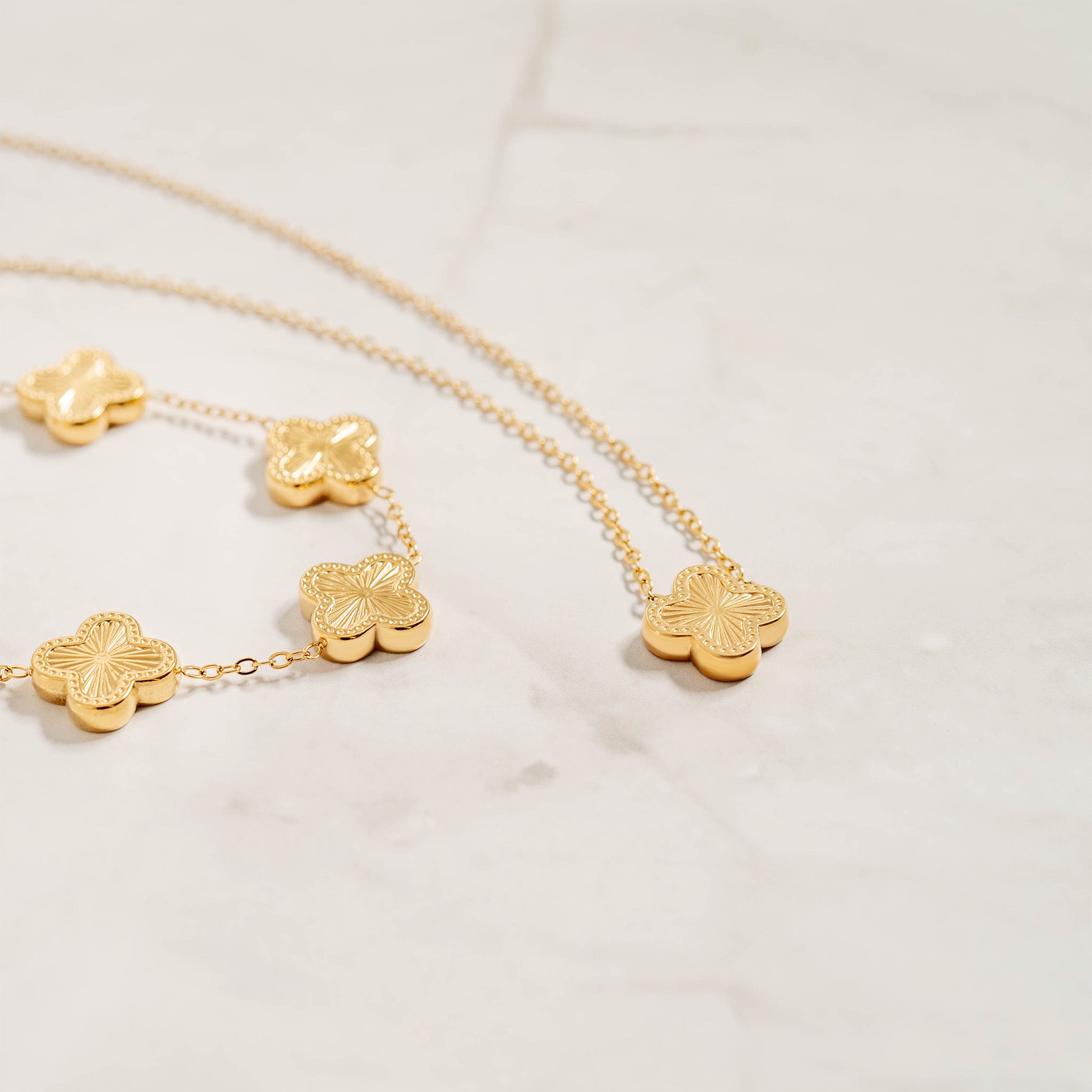 18K Gold PVD Stainless Steel Lucky Clover Charm Bracelet / BRJ1008、mySite、dreamappss