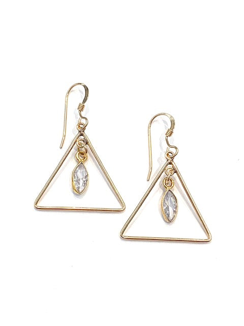 Erin Steele Jewelry Modern Triangle Earrings w/ Cubic Zirconia、mySite、noshort