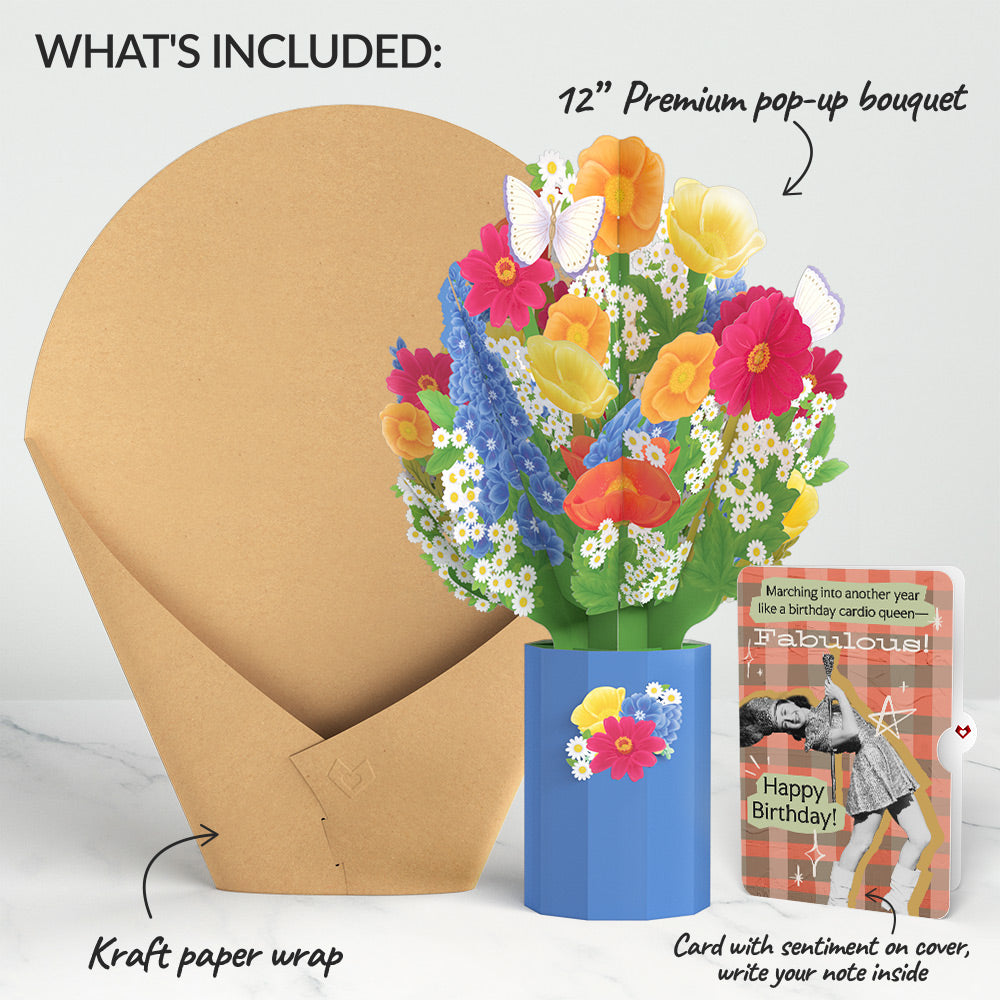 Wildflower Birthday Bouquet and Cardio Queen Sentiment Set、mySite、solidvoid