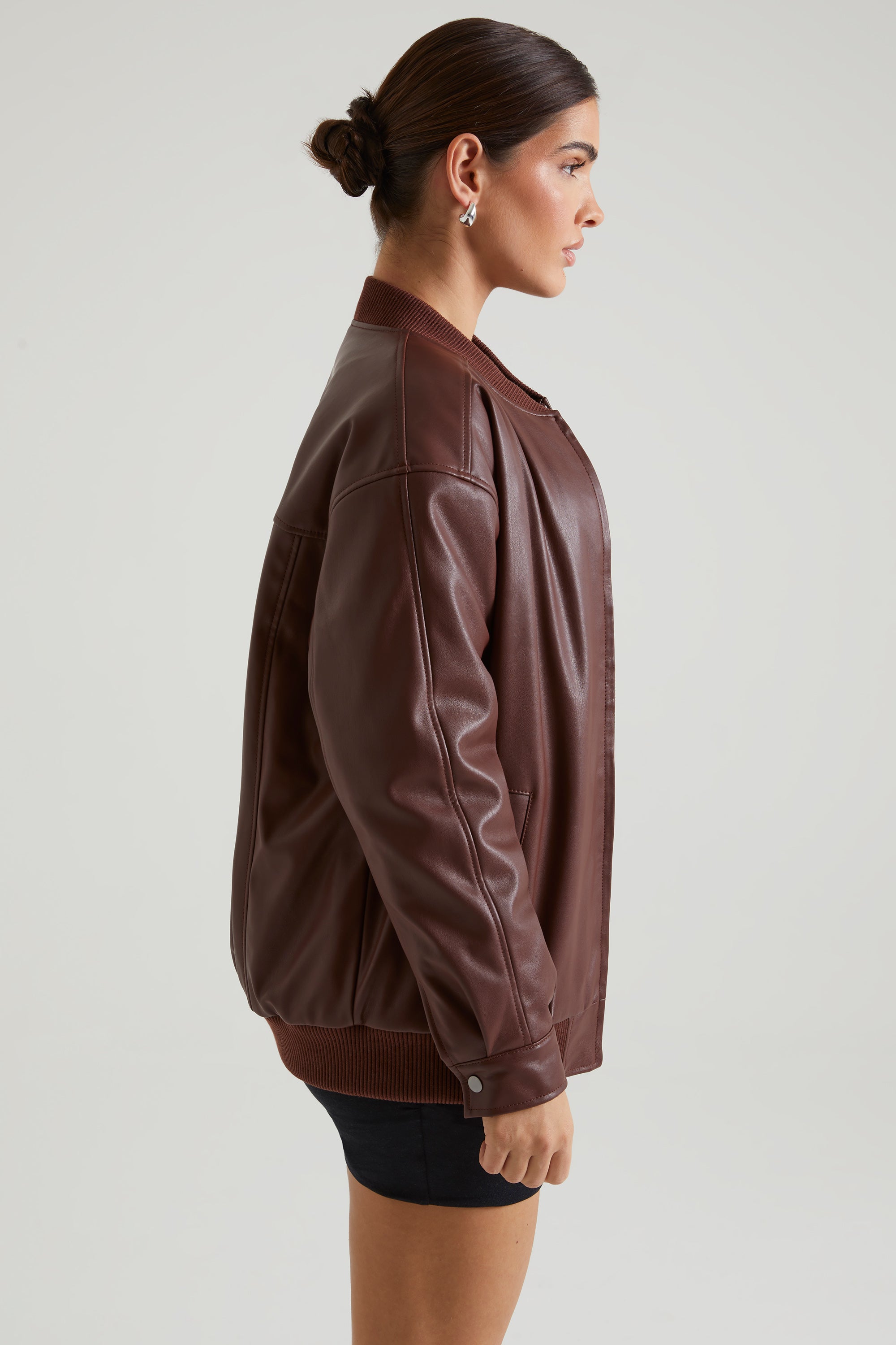 Faux Leather Jacket in Brown、mySite、solidvoid