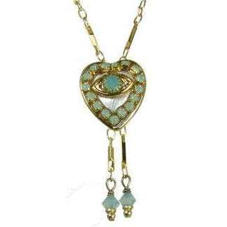 Michal Golan Jade, Gold and Silver Evil Eye Heart Pendant With Drop Beads、mySite、topwebapps