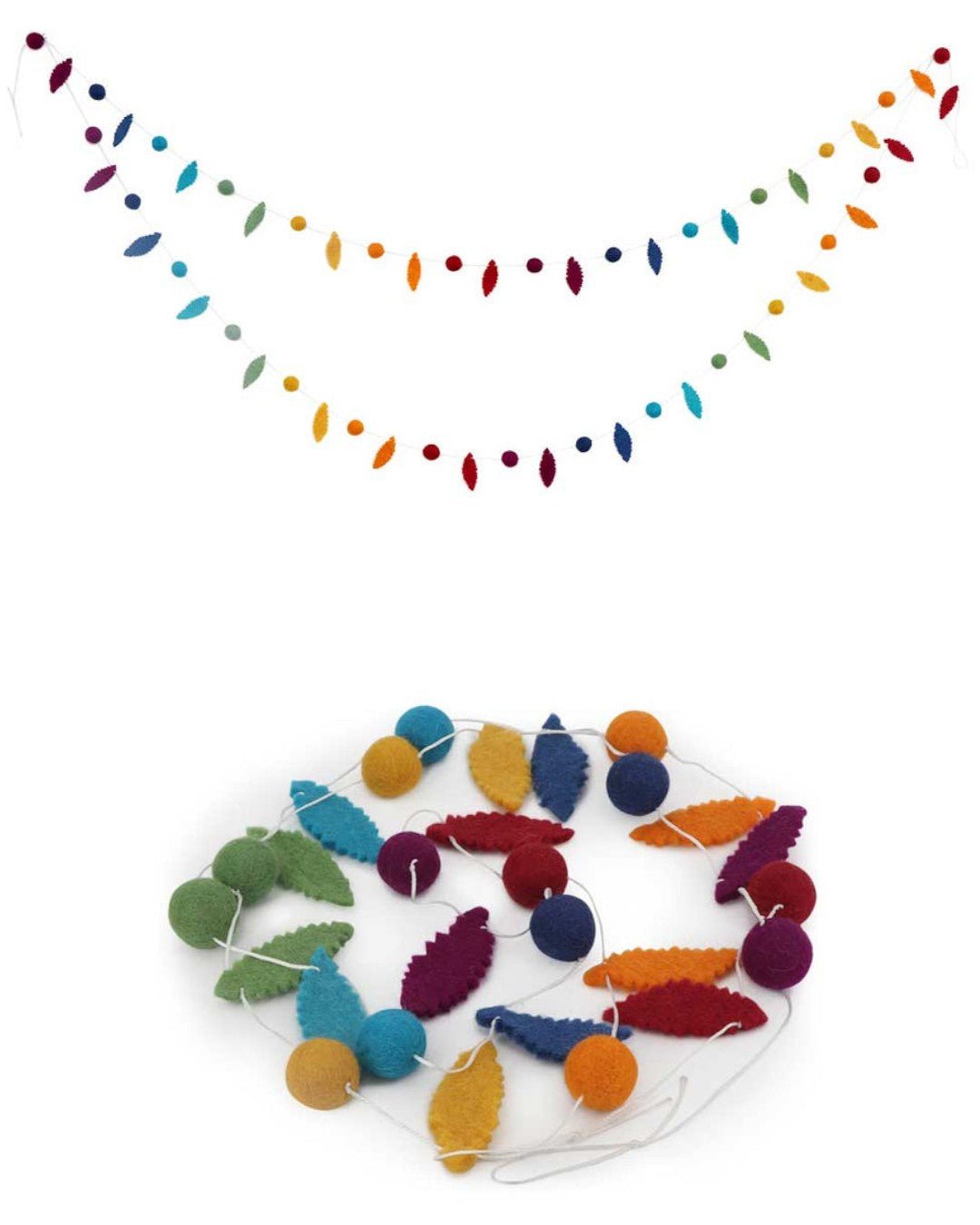 Set of 2 Felted Wool Chakra Leaf Orb Garlands、mySite、topwebapps