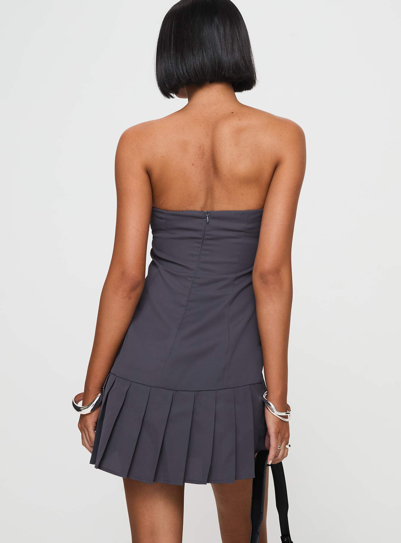 Twin Flame Strapless Mini Dress Slate Grey、mySite、solidvoid