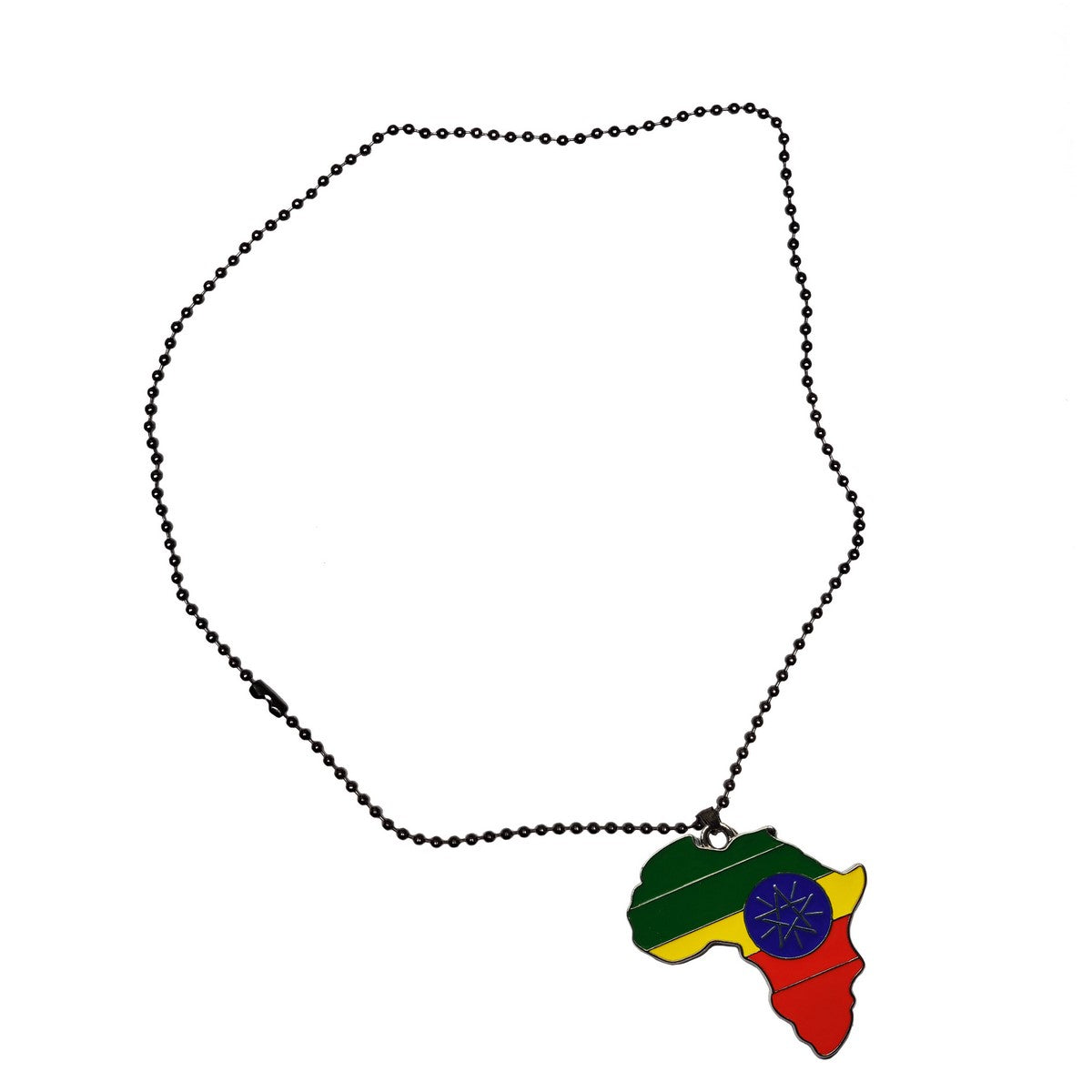 Ethiopia Flag Pendant Necklace African Map Chain、mySite、solidvoid