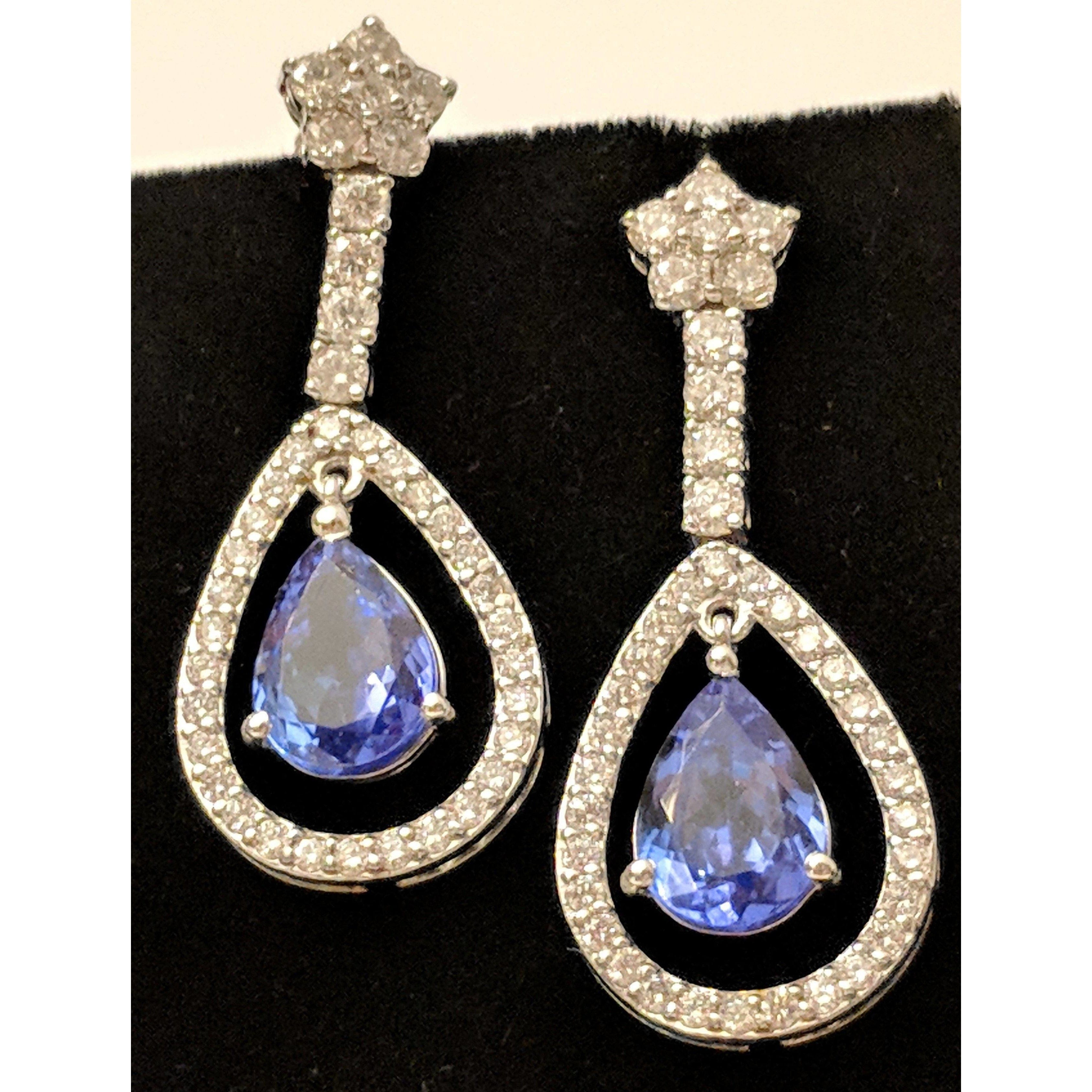 Tanzanite and Diamond Earrings, 14K Gold, Gorgeous and Rare 8ctw Tanzanite & Diamonds in 14K Gold、mySite、g9winljtr